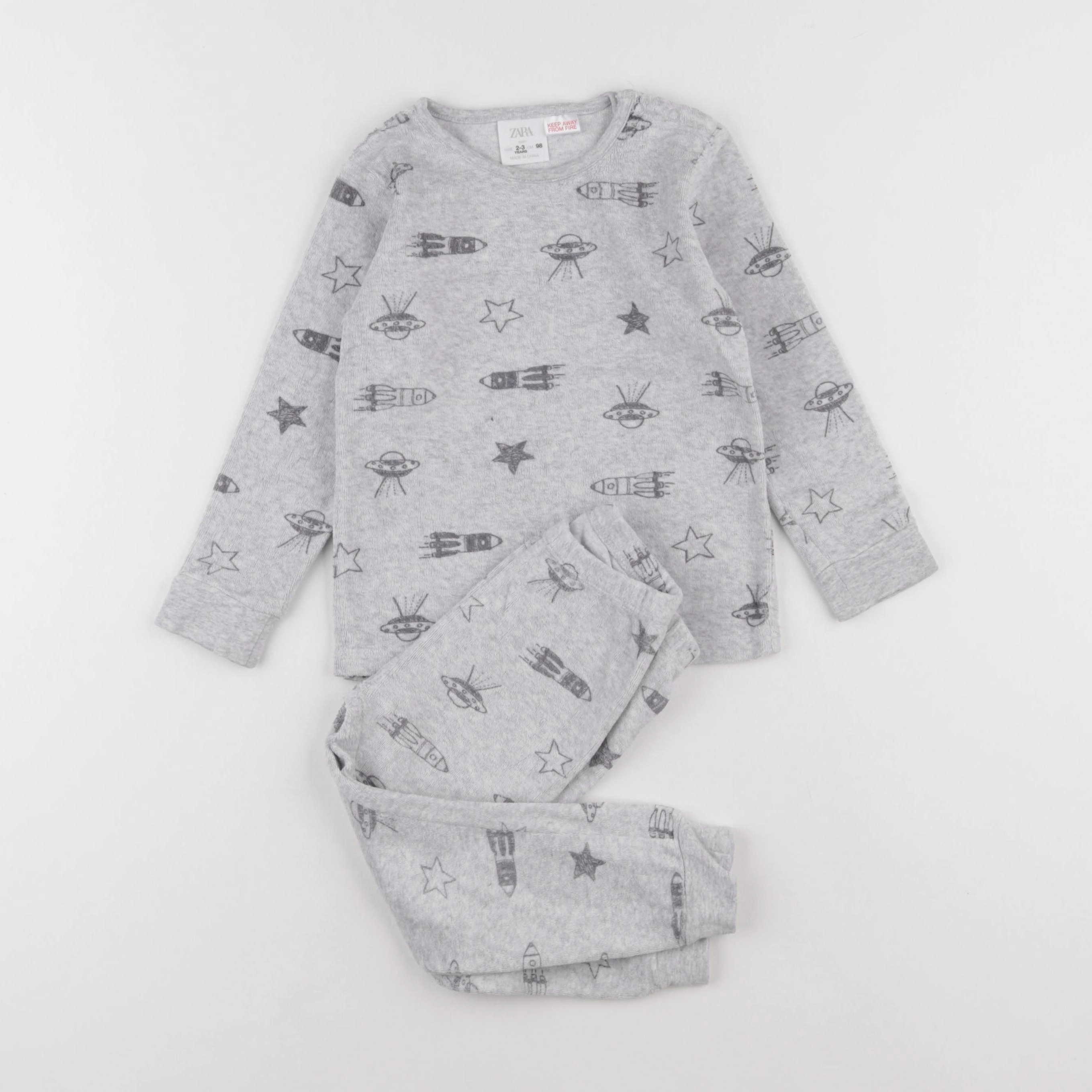 Zara - pyjama velours gris - 2/3 ans