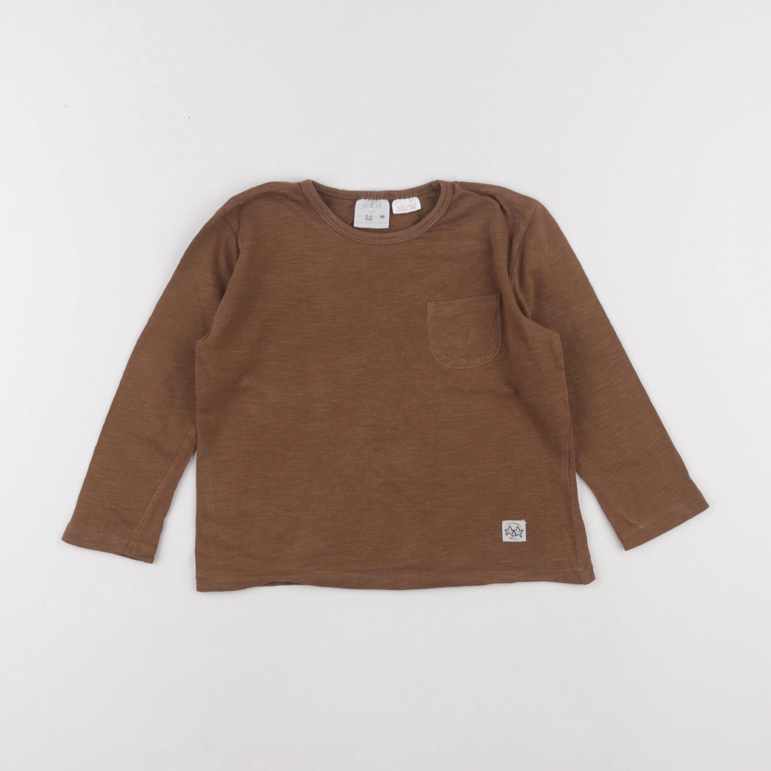 Zara - tee-shirt marron - 2/3 ans
