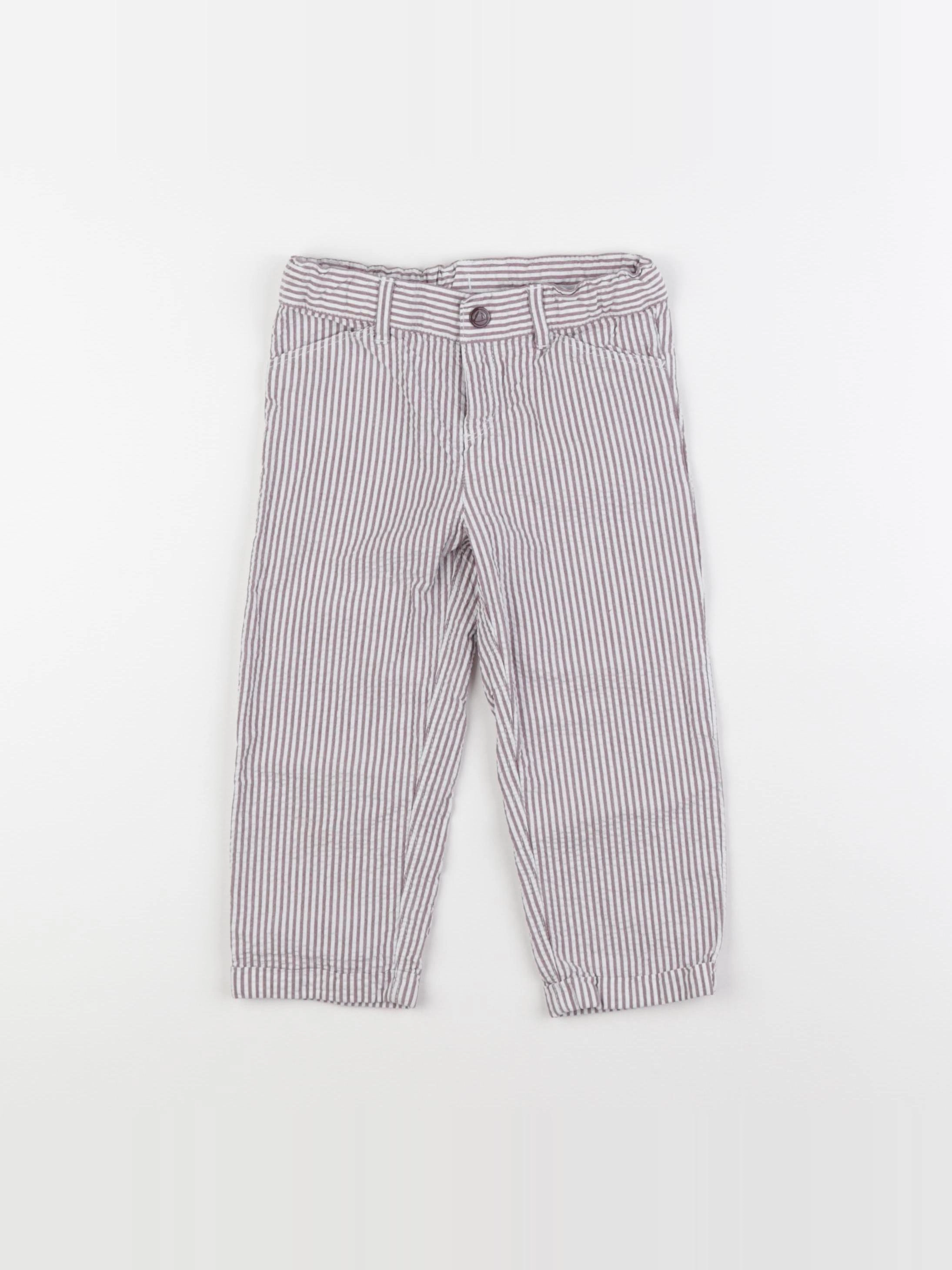 Petit Bateau - pantalon blanc, marron - 24 mois