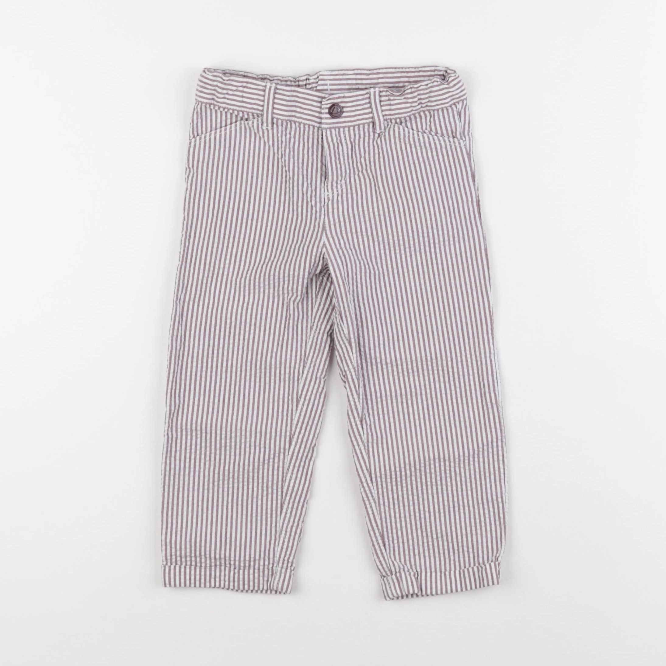 Petit Bateau - pantalon blanc, marron - 24 mois