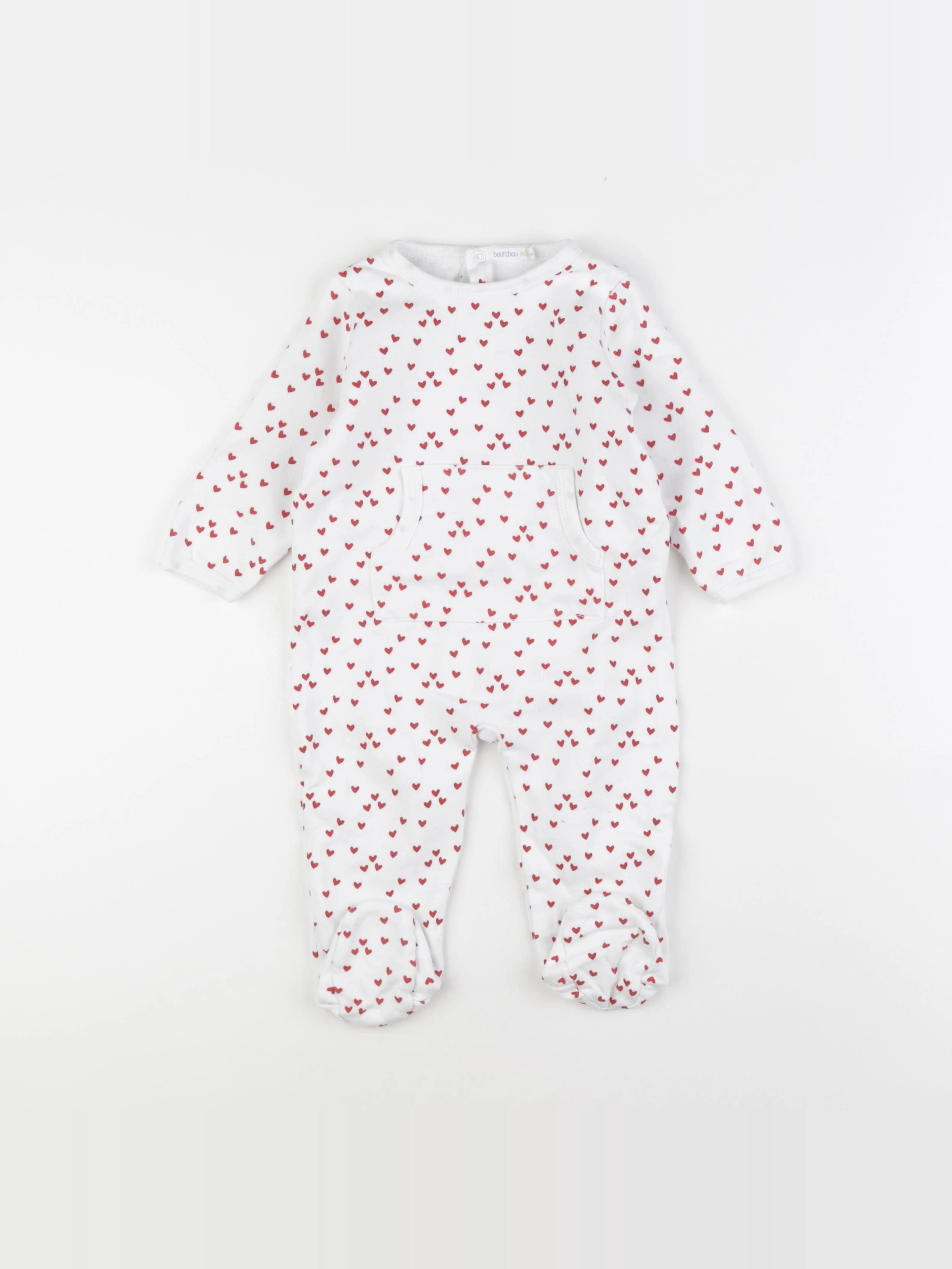 Boutchou - pyjama coton blanc, rouge - 12 mois