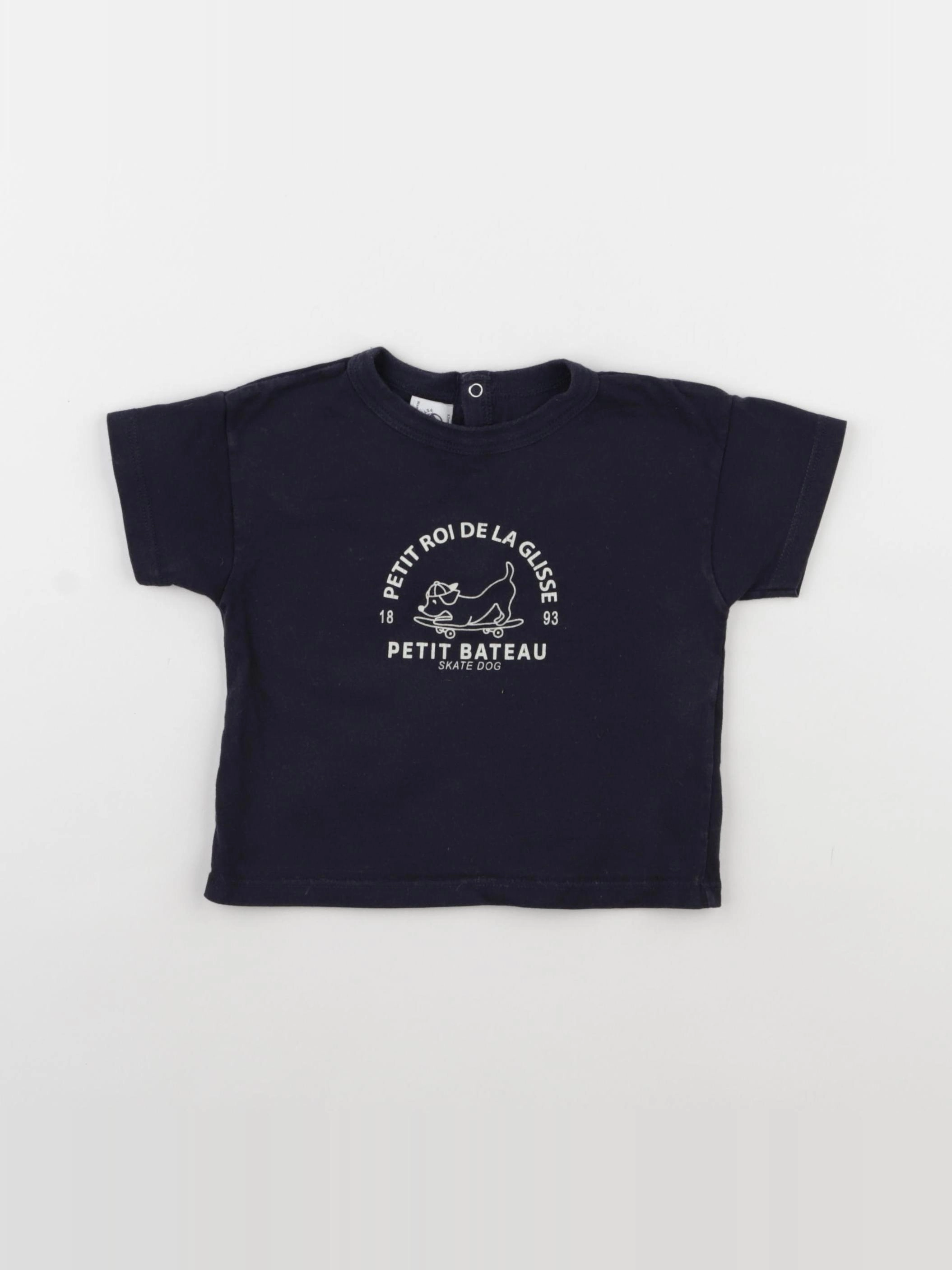 Petit Bateau - tee-shirt bleu - 12 mois