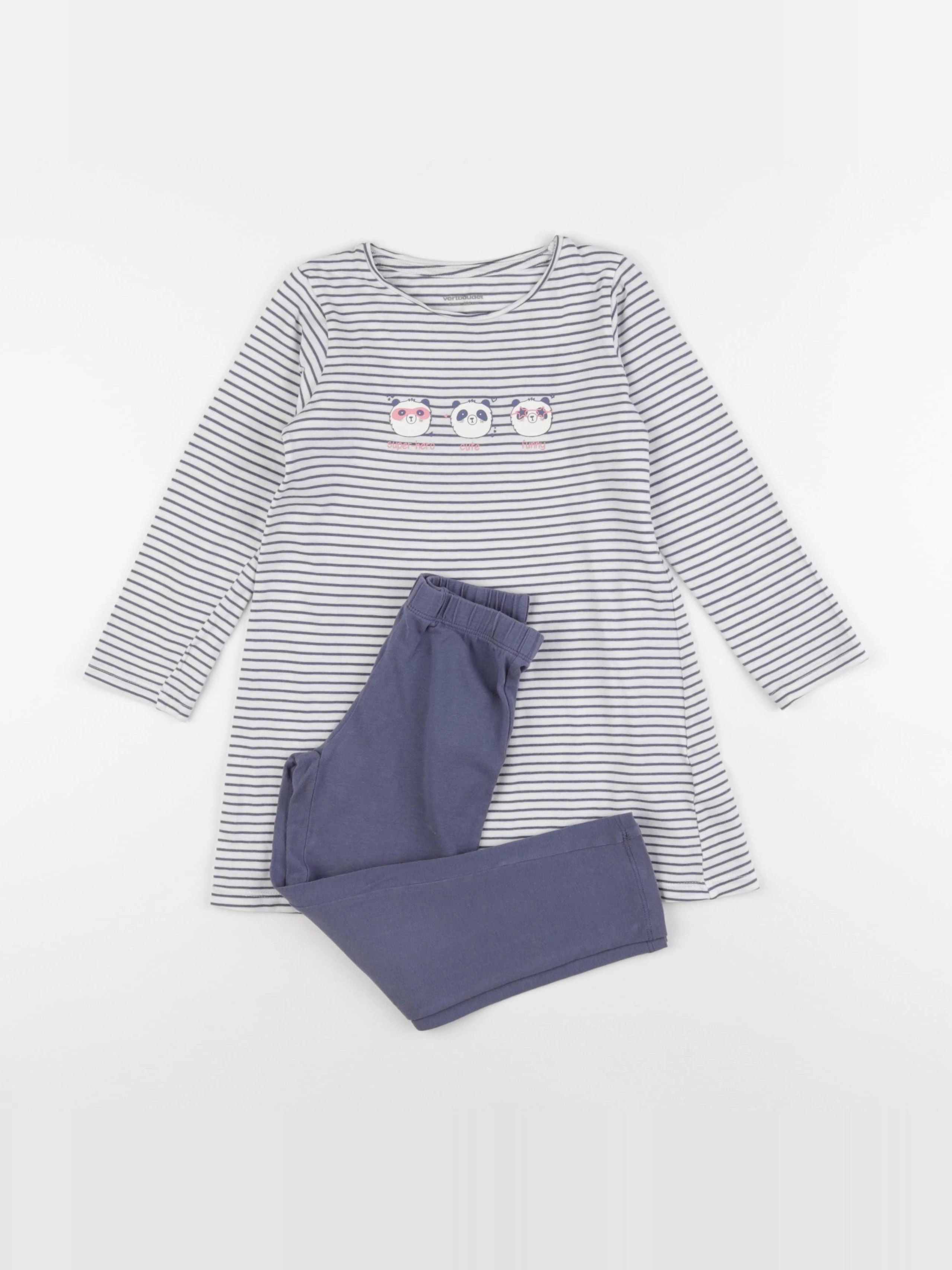 Vertbaudet - pyjama coton blanc, bleu - 4 ans
