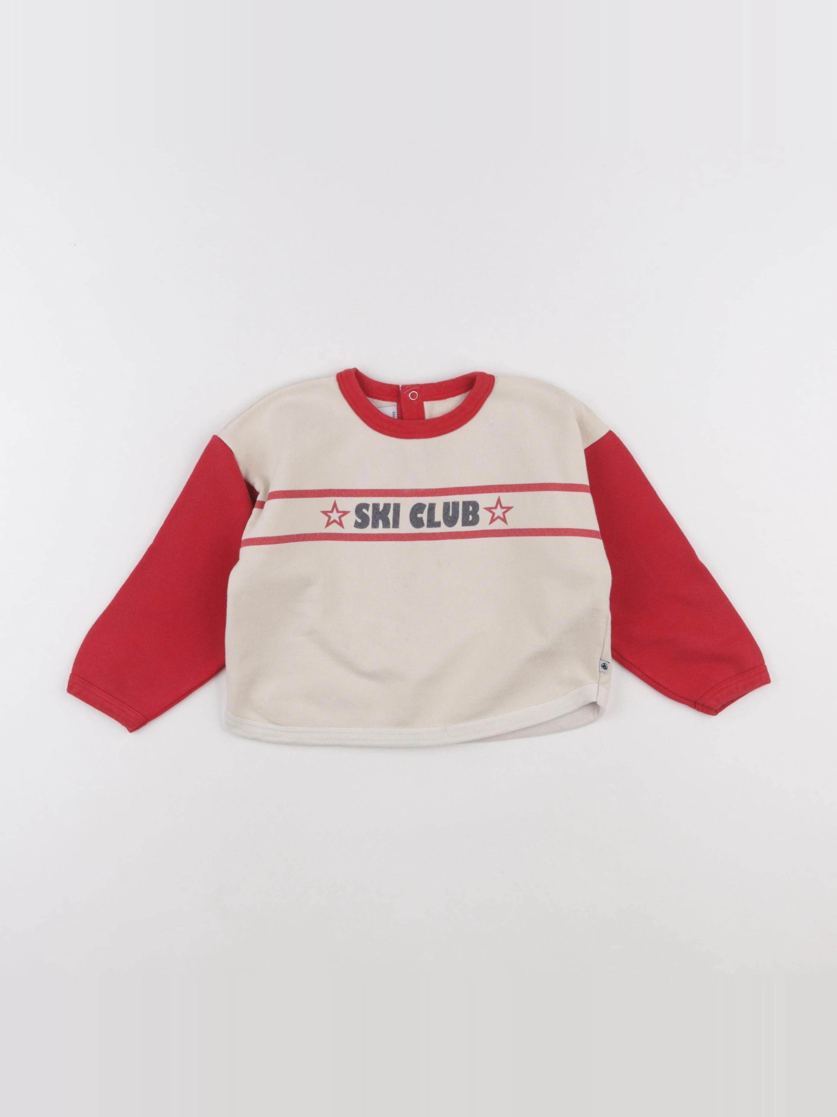 Petit Bateau - sweat beige, rouge - 36 mois