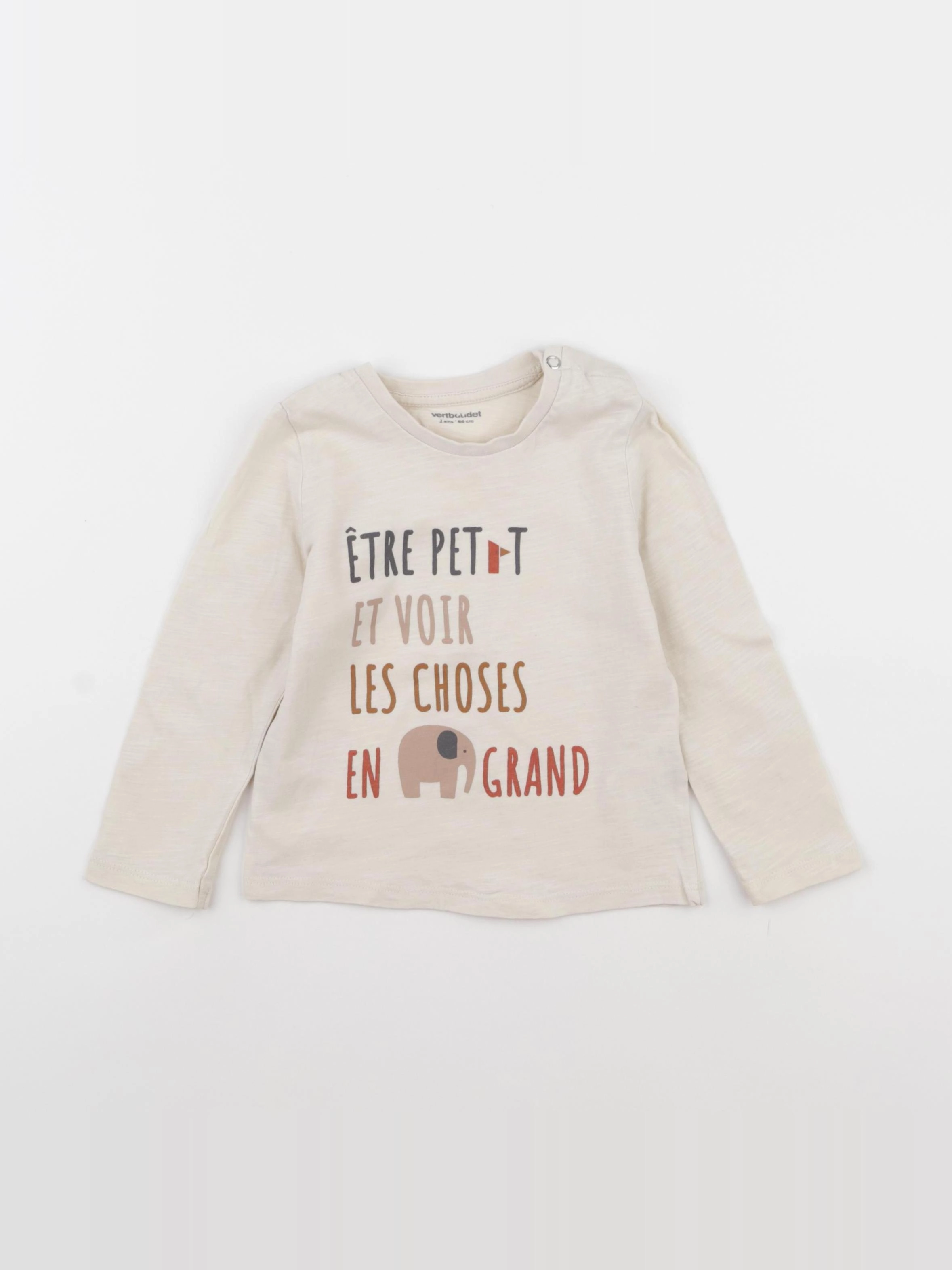 Vertbaudet - tee-shirt beige - 2 ans