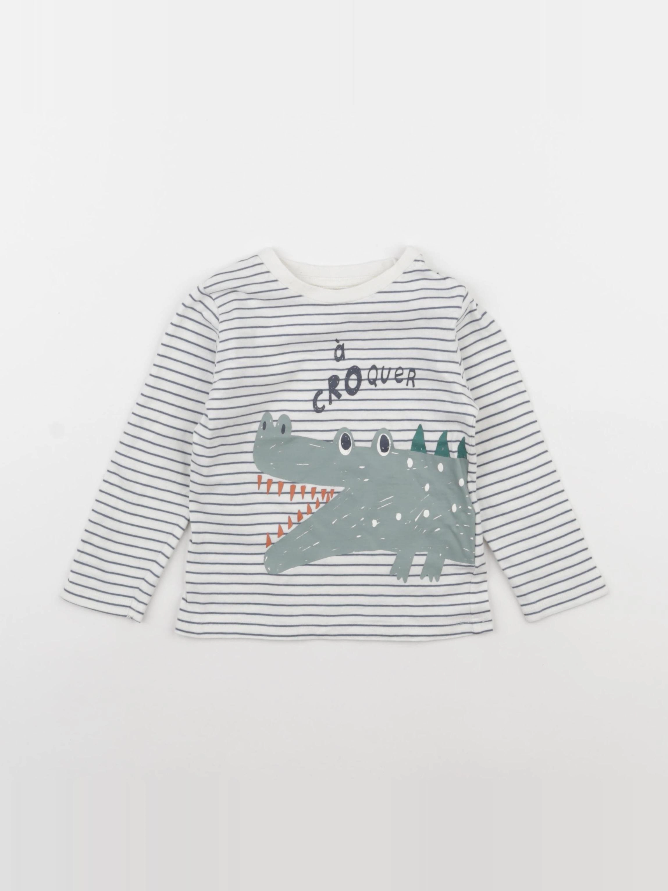 Vertbaudet - tee-shirt blanc, bleu - 18 mois