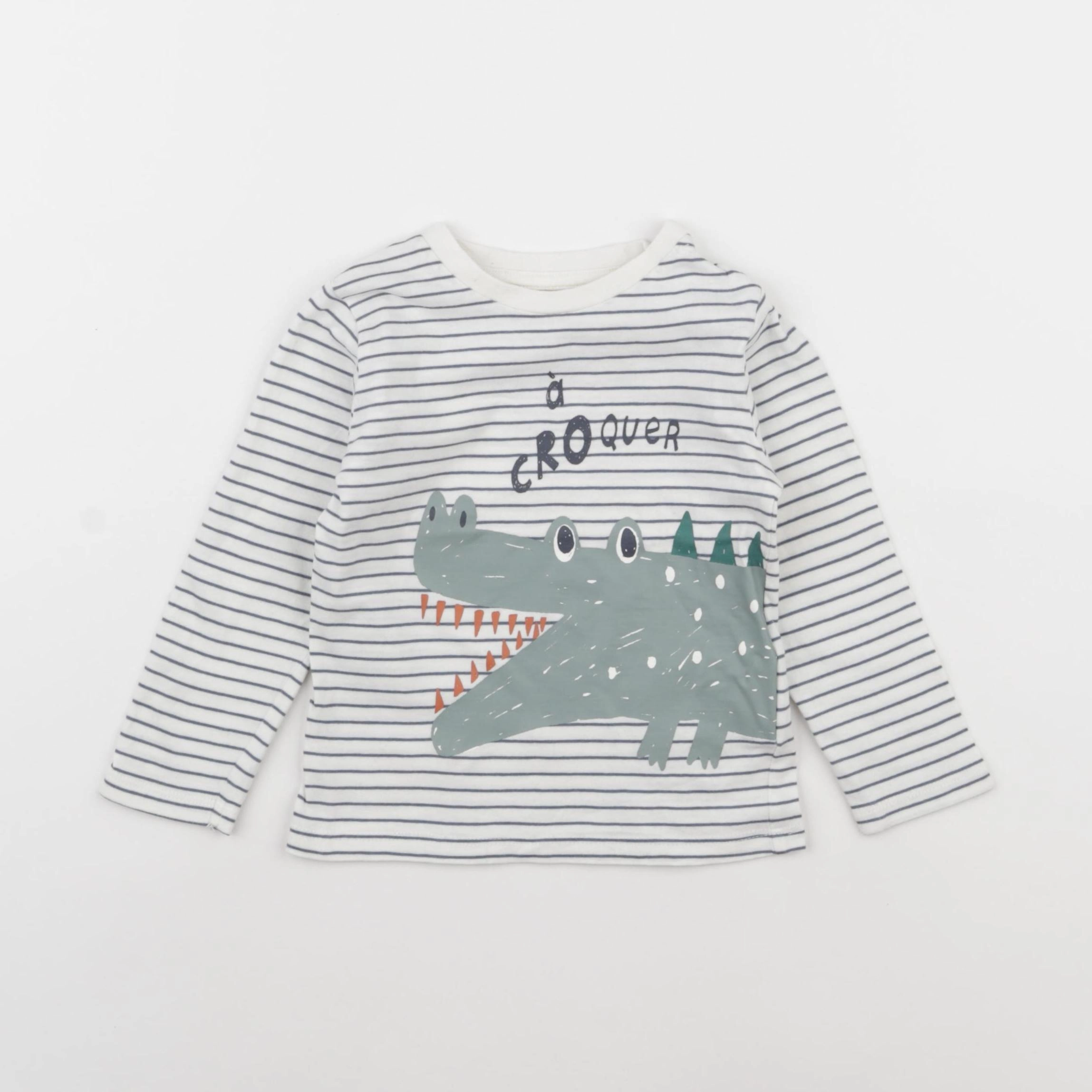 Vertbaudet - tee-shirt blanc, bleu - 18 mois