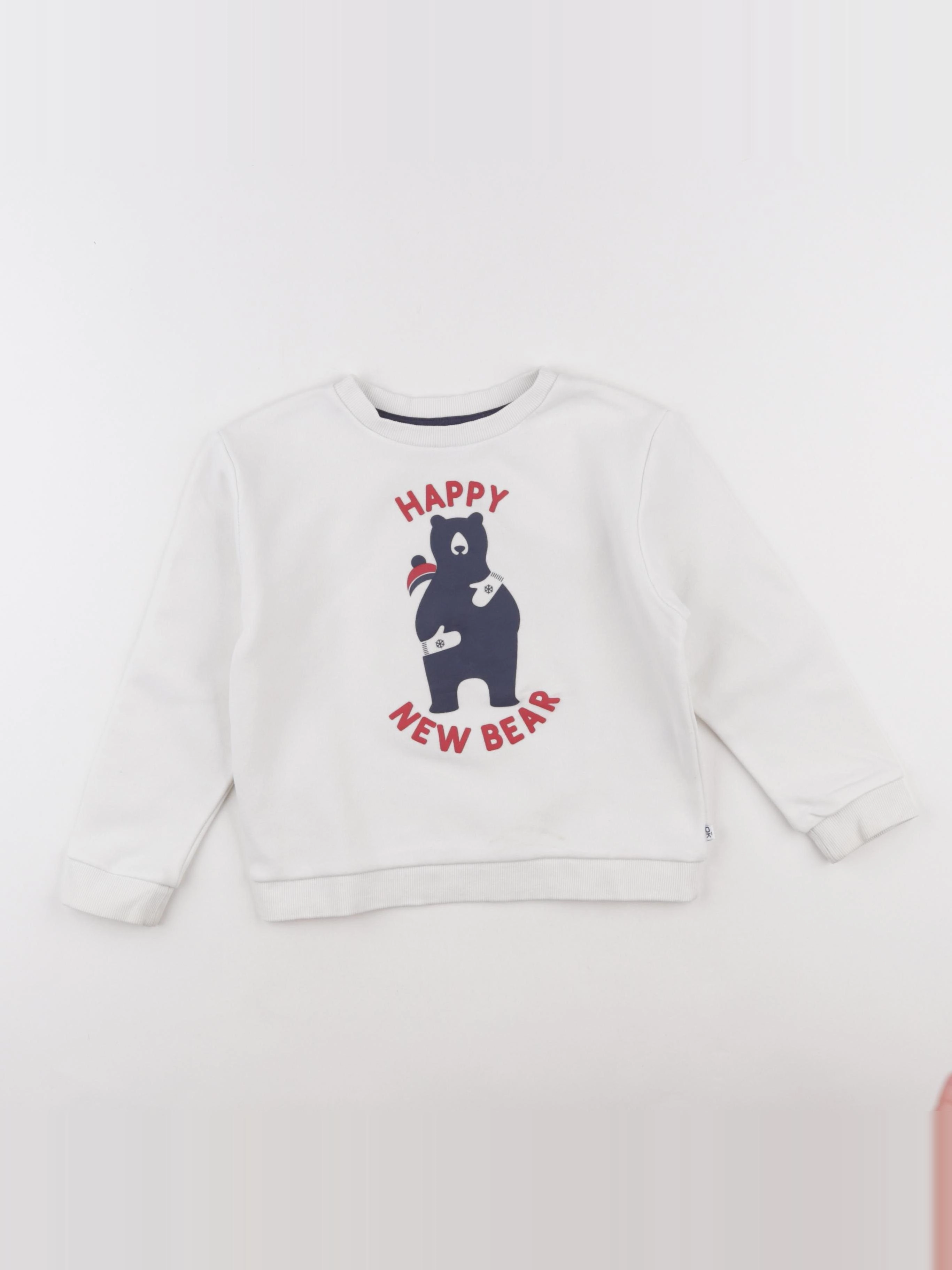 Okaidi - sweat bleu, blanc - 4 ans