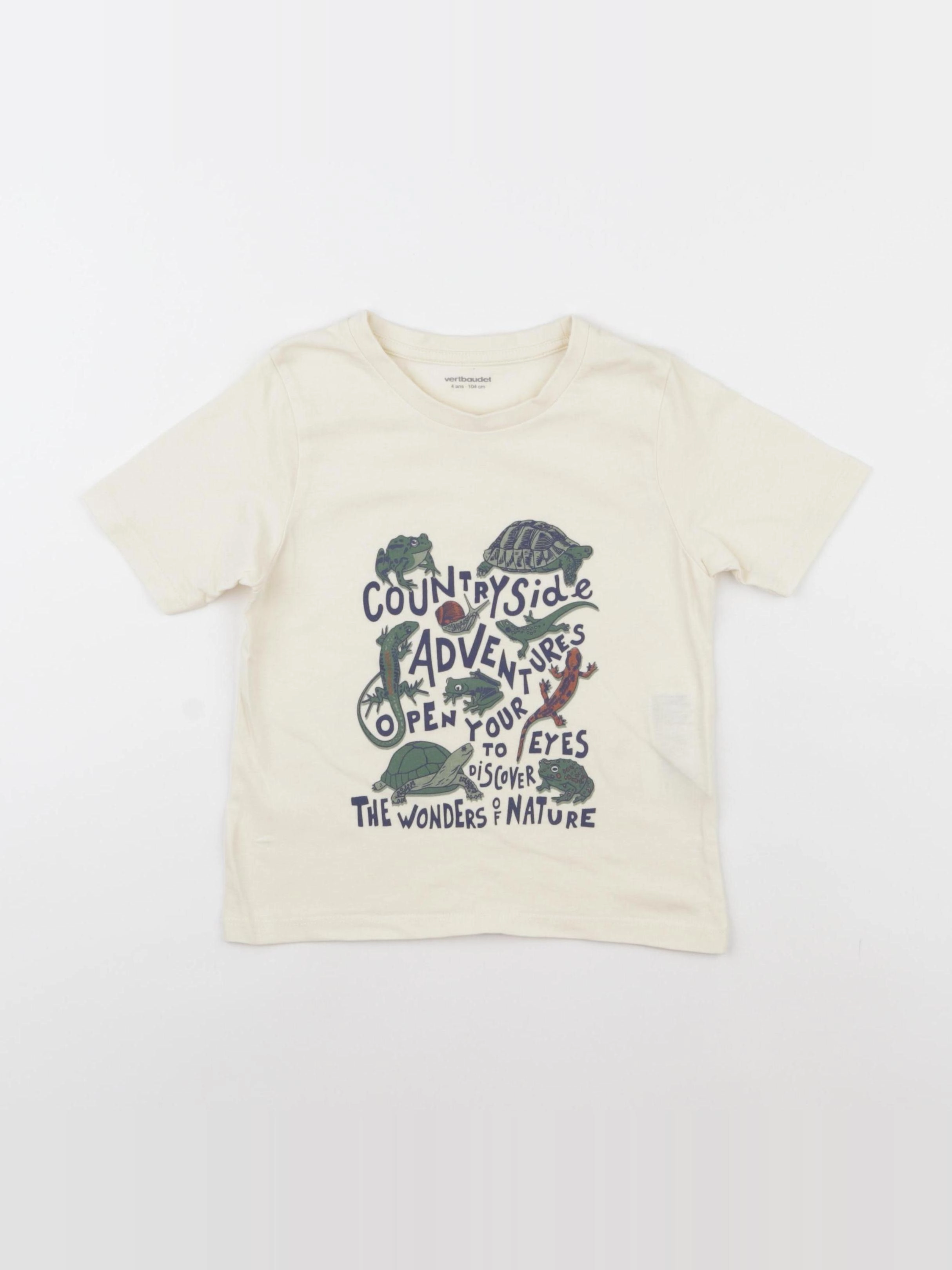 Vertbaudet - tee-shirt beige - 4 ans