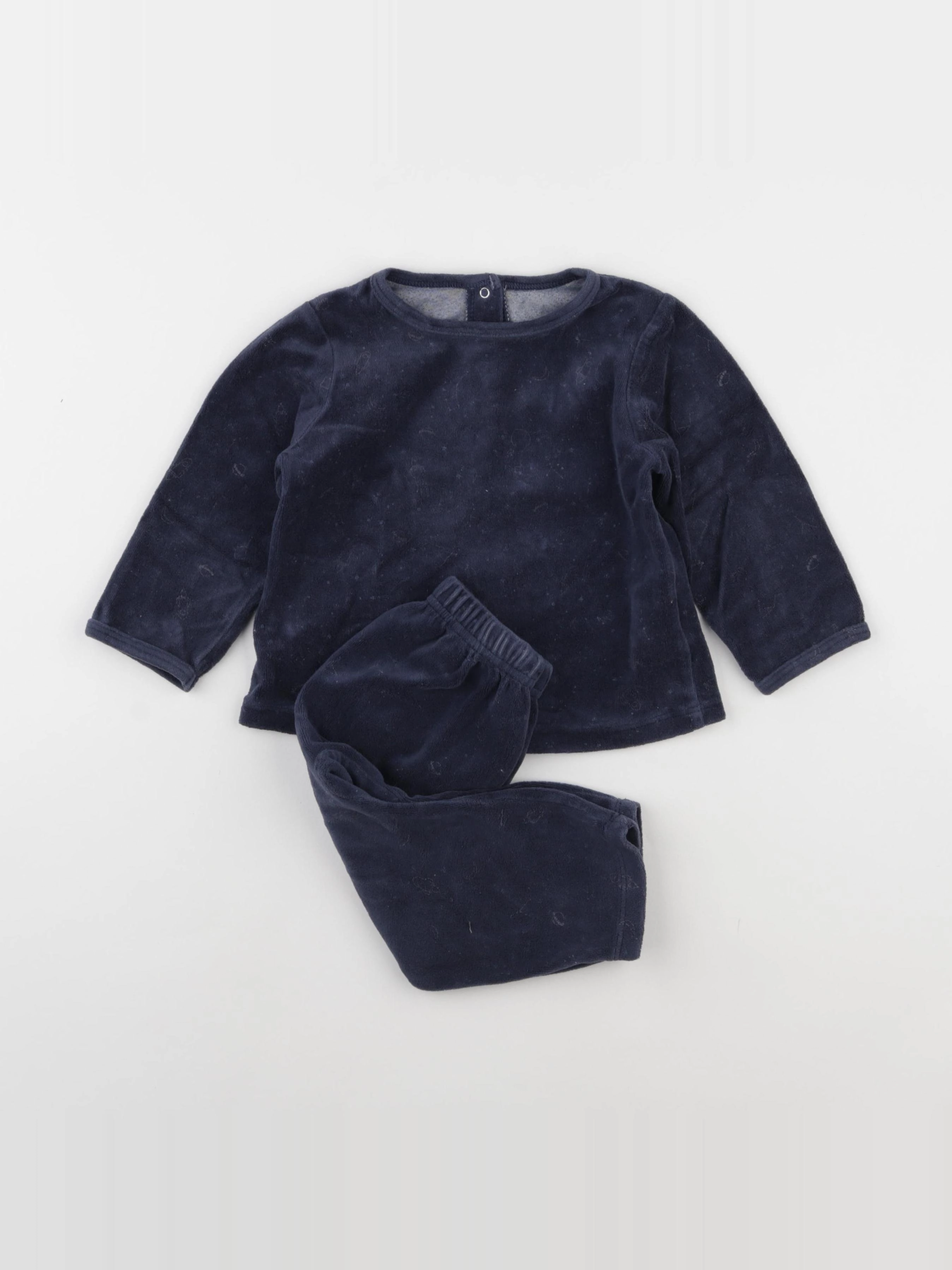 Vertbaudet - pyjama velours bleu - 2 ans