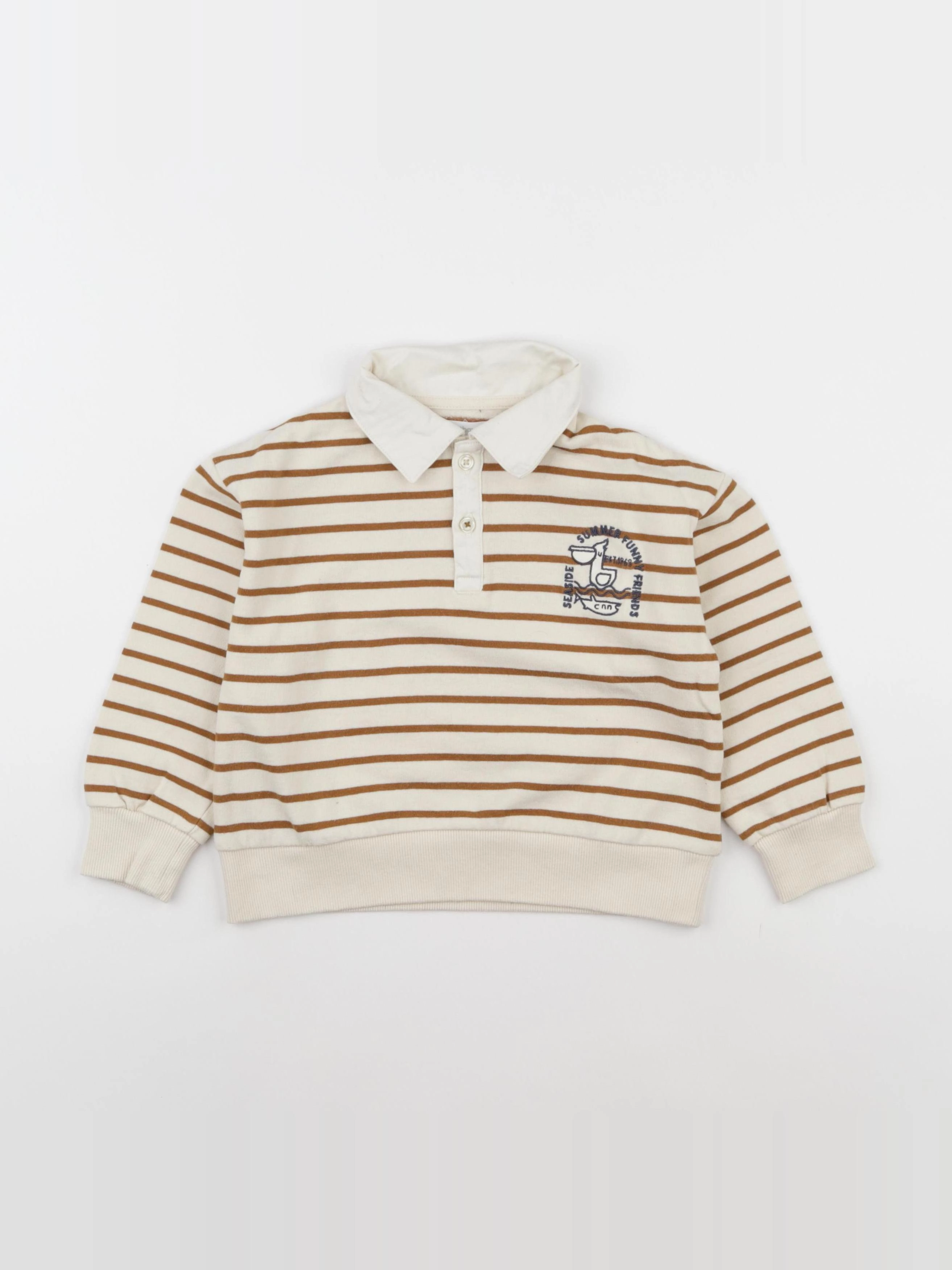 Vertbaudet - sweat blanc, beige - 4 ans