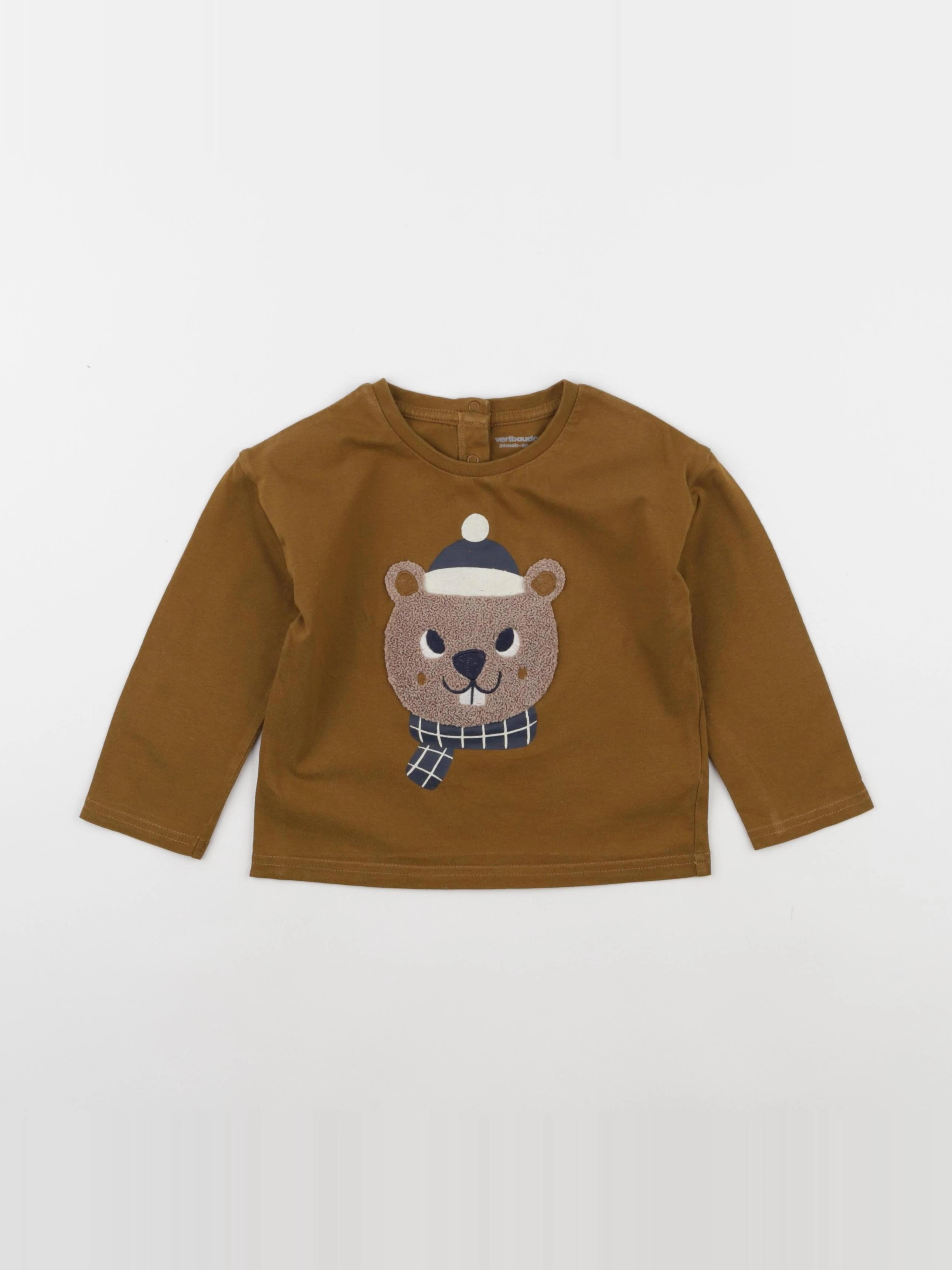 Vertbaudet - tee-shirt marron - 24 mois