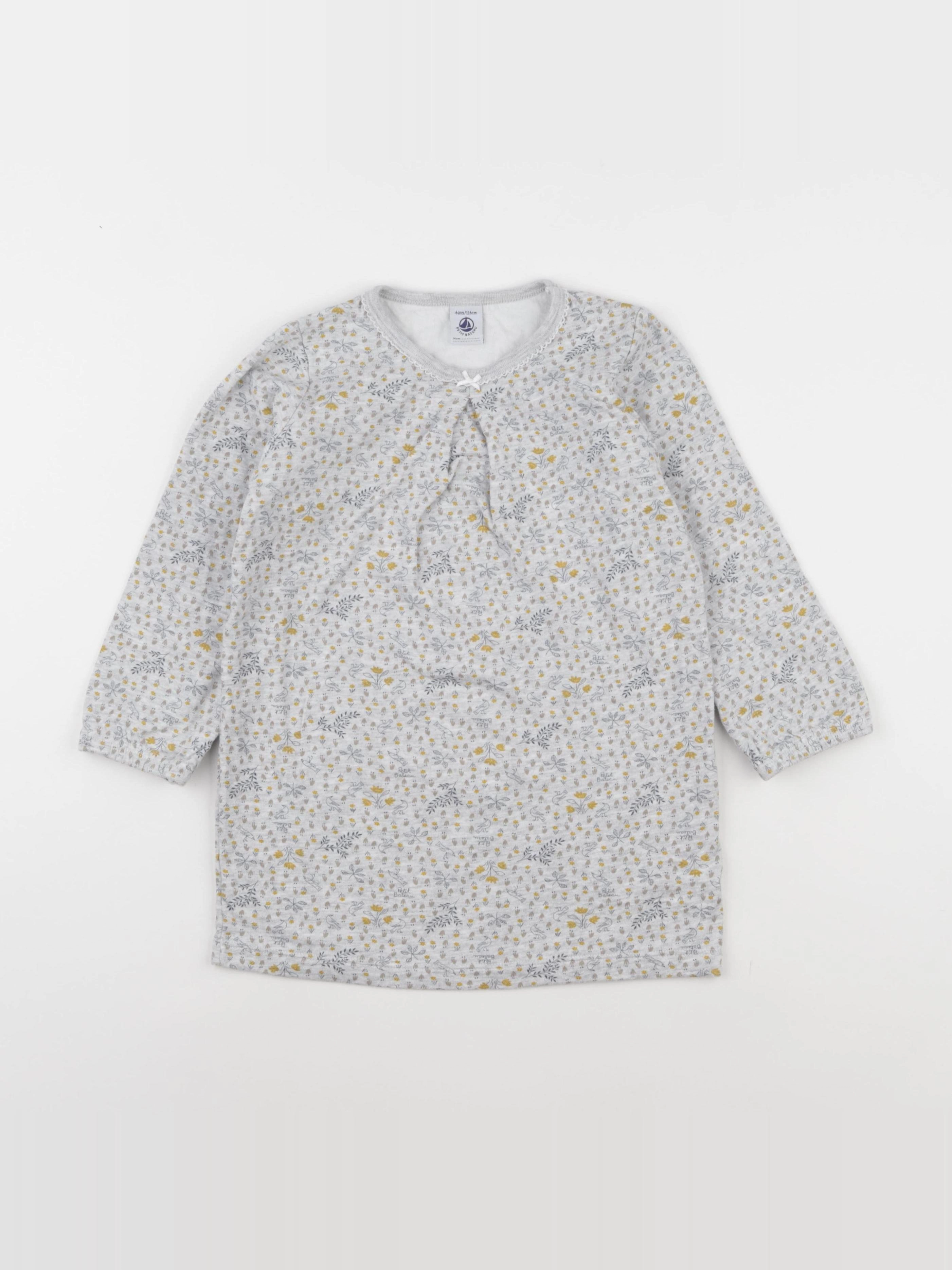 Petit Bateau - chemise de nuit coton gris - 6 ans
