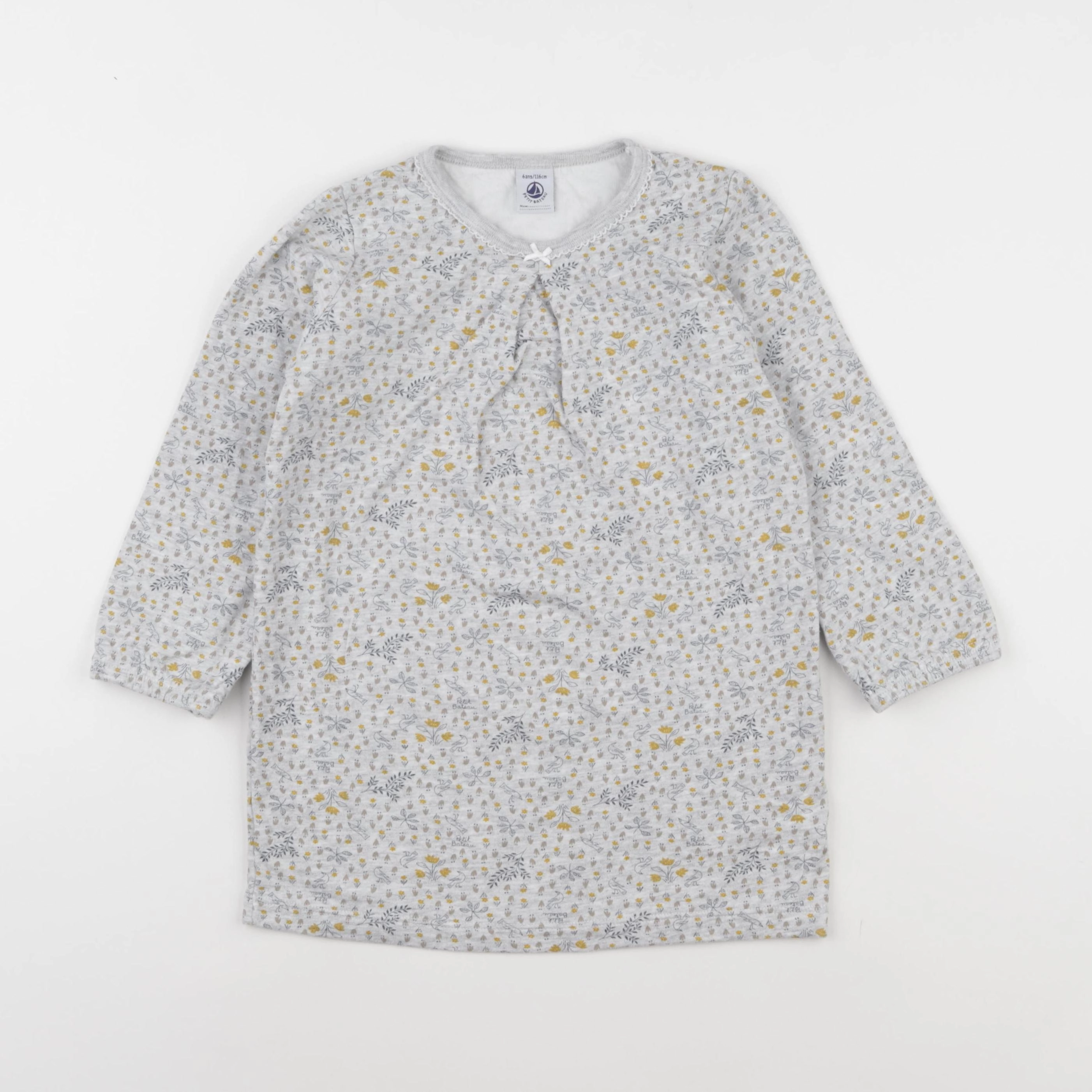 Petit Bateau - chemise de nuit coton gris - 6 ans