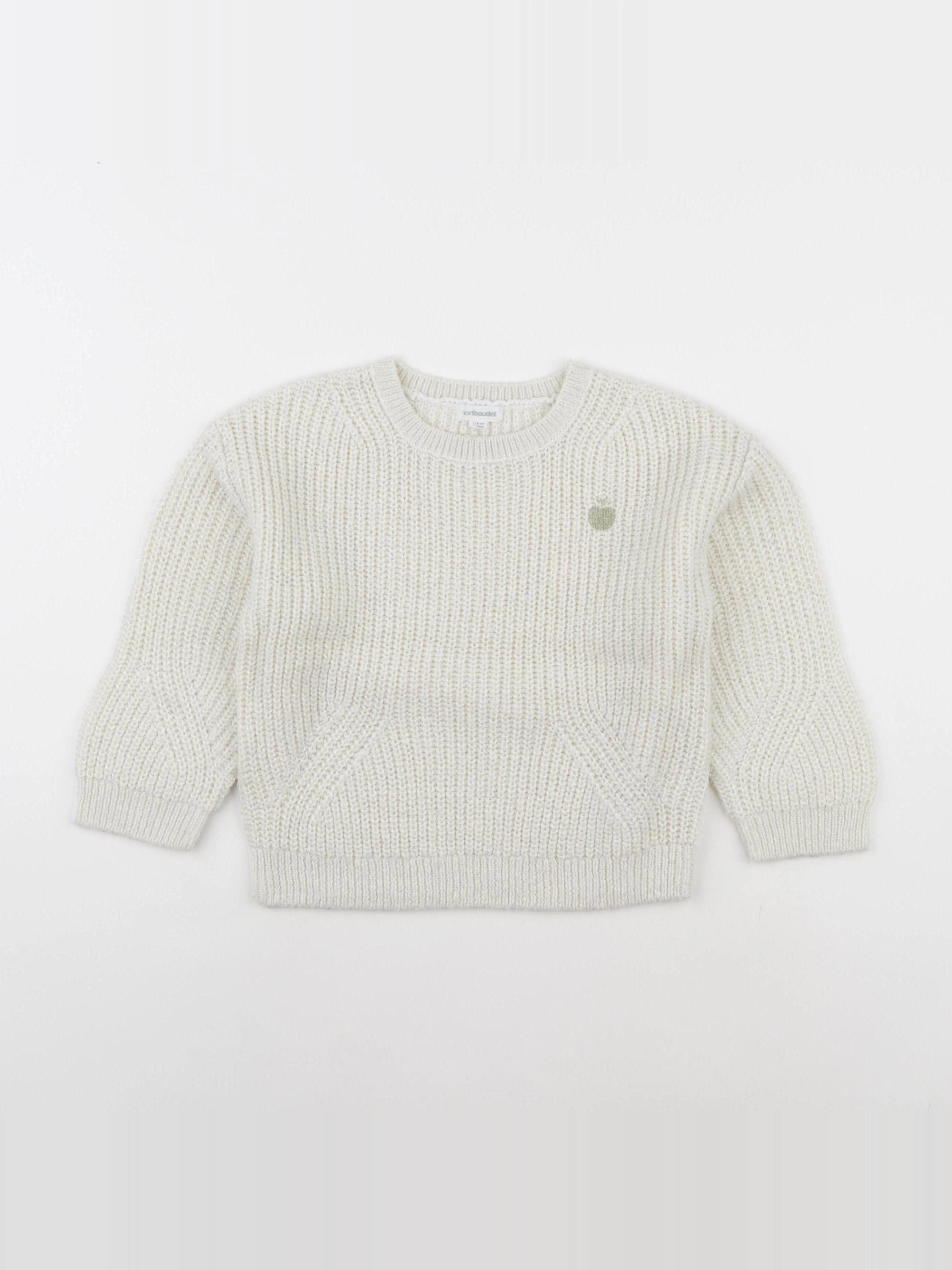 Vertbaudet - pull or, beige - 6 ans