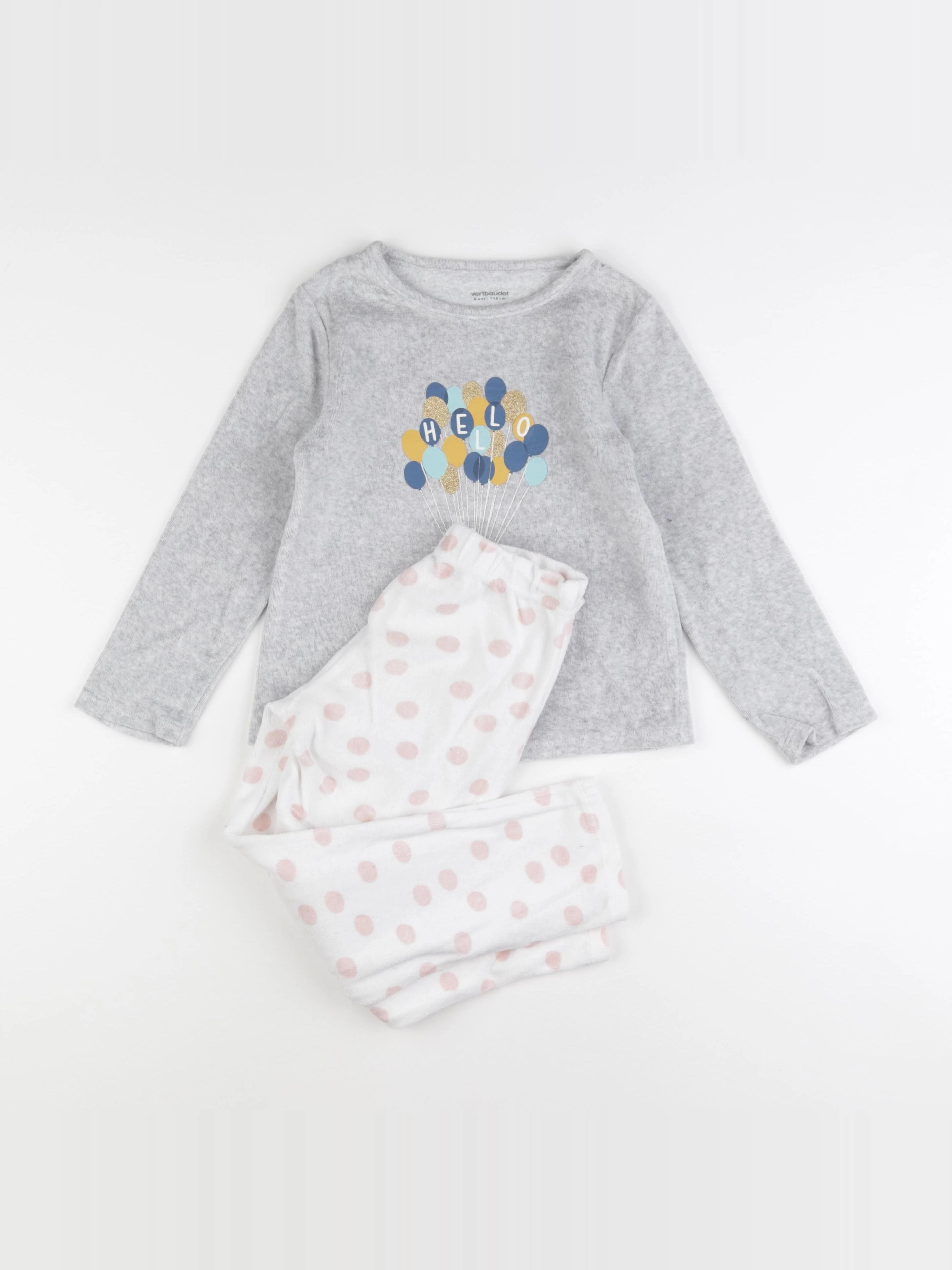 Vertbaudet - pyjama velours gris - 6 ans