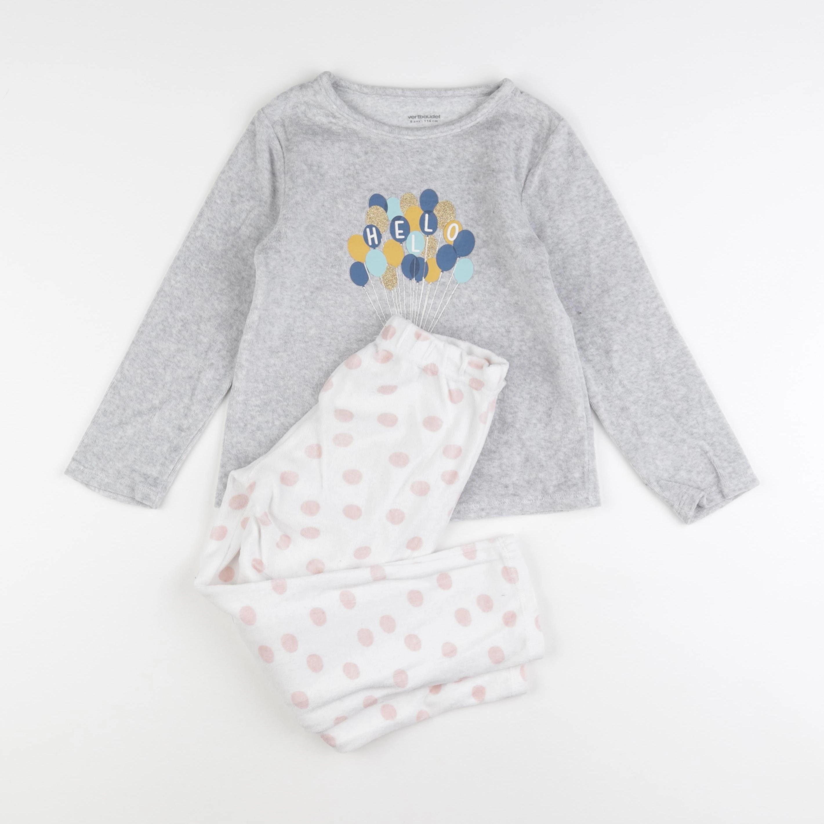 Vertbaudet - pyjama velours gris - 6 ans