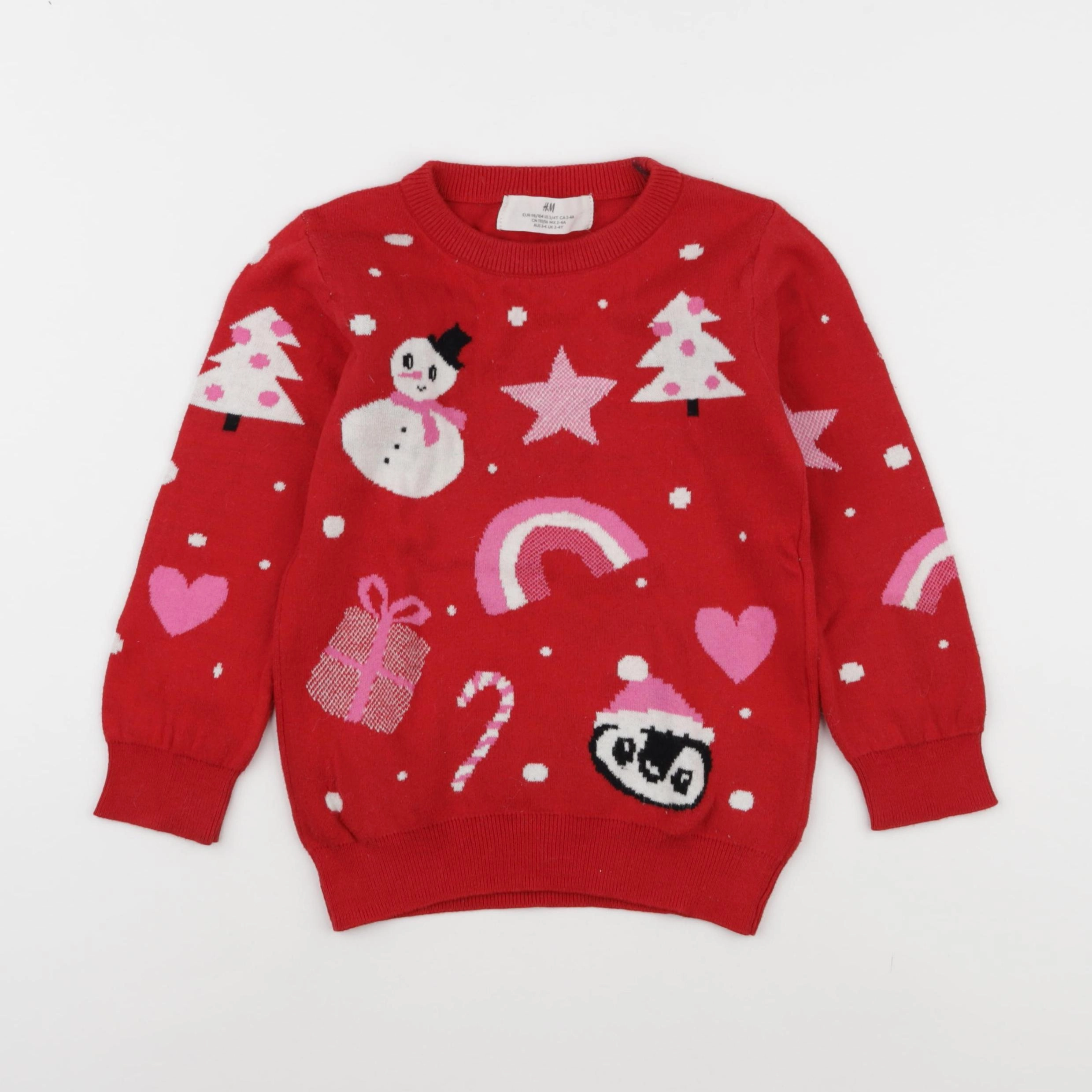 H&M - pull rouge - 2/4 ans