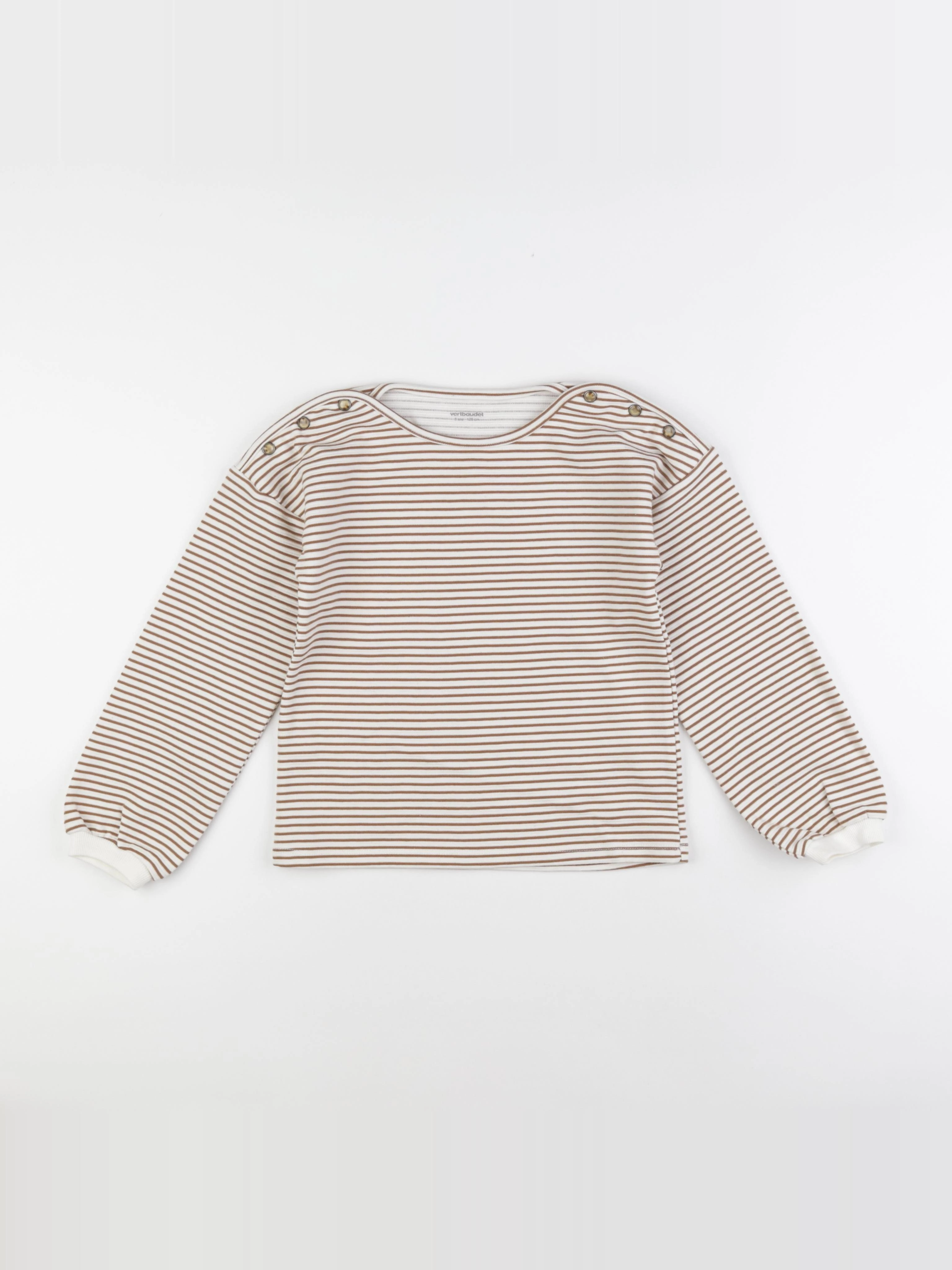 Vertbaudet - sweat blanc, marron - 8 ans