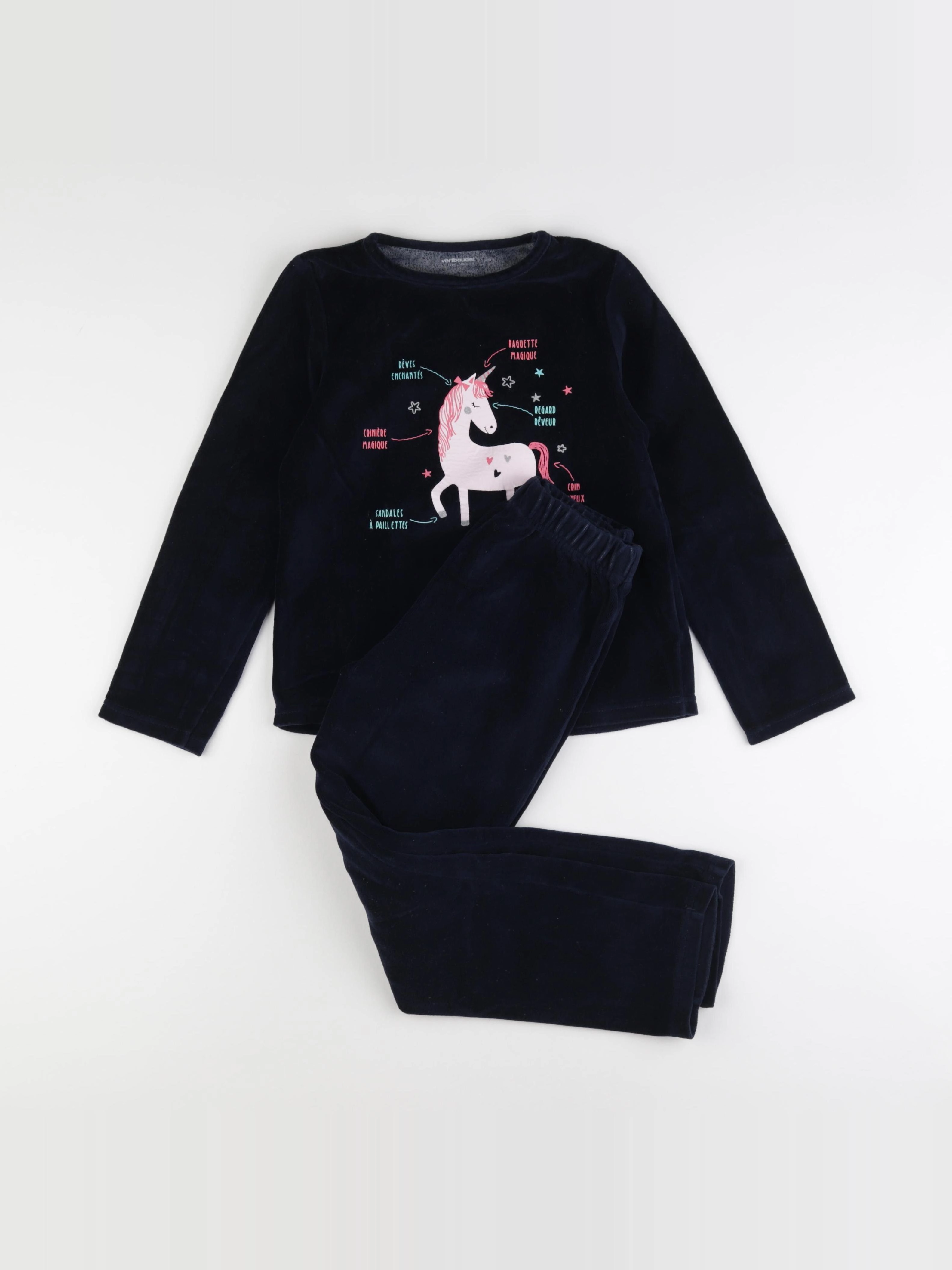Vertbaudet - pyjama velours bleu - 10 ans