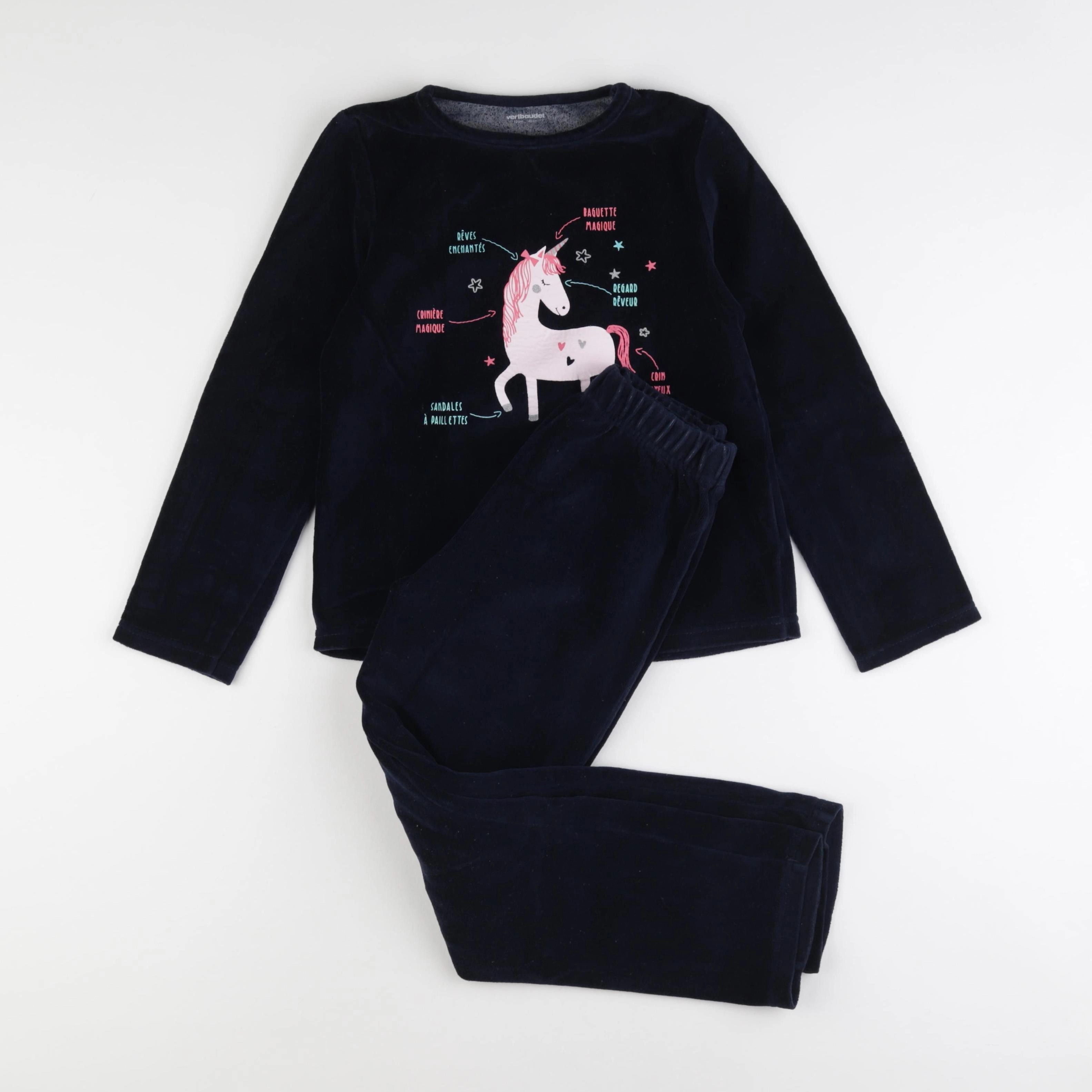 Vertbaudet - pyjama velours bleu - 10 ans