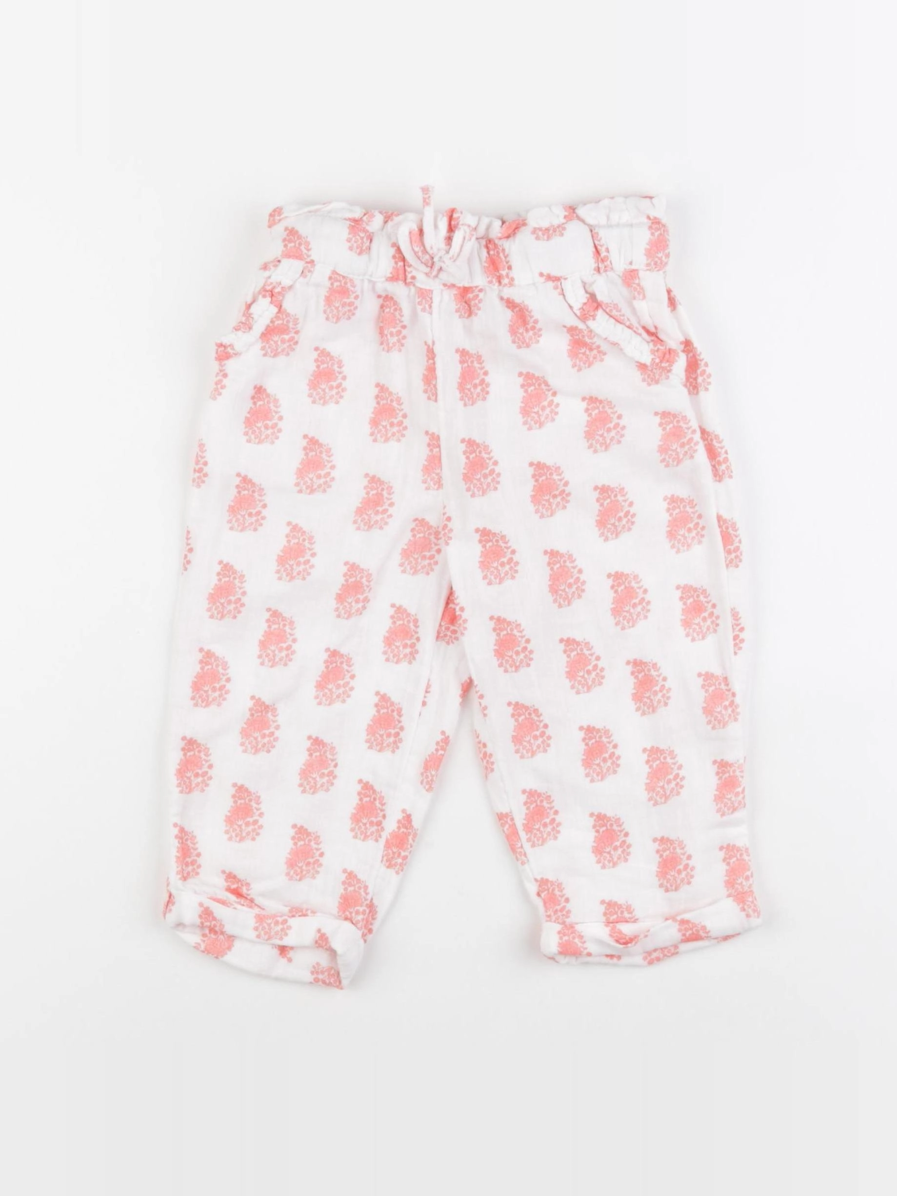 Vertbaudet - pantalon blanc, rose - 3 ans