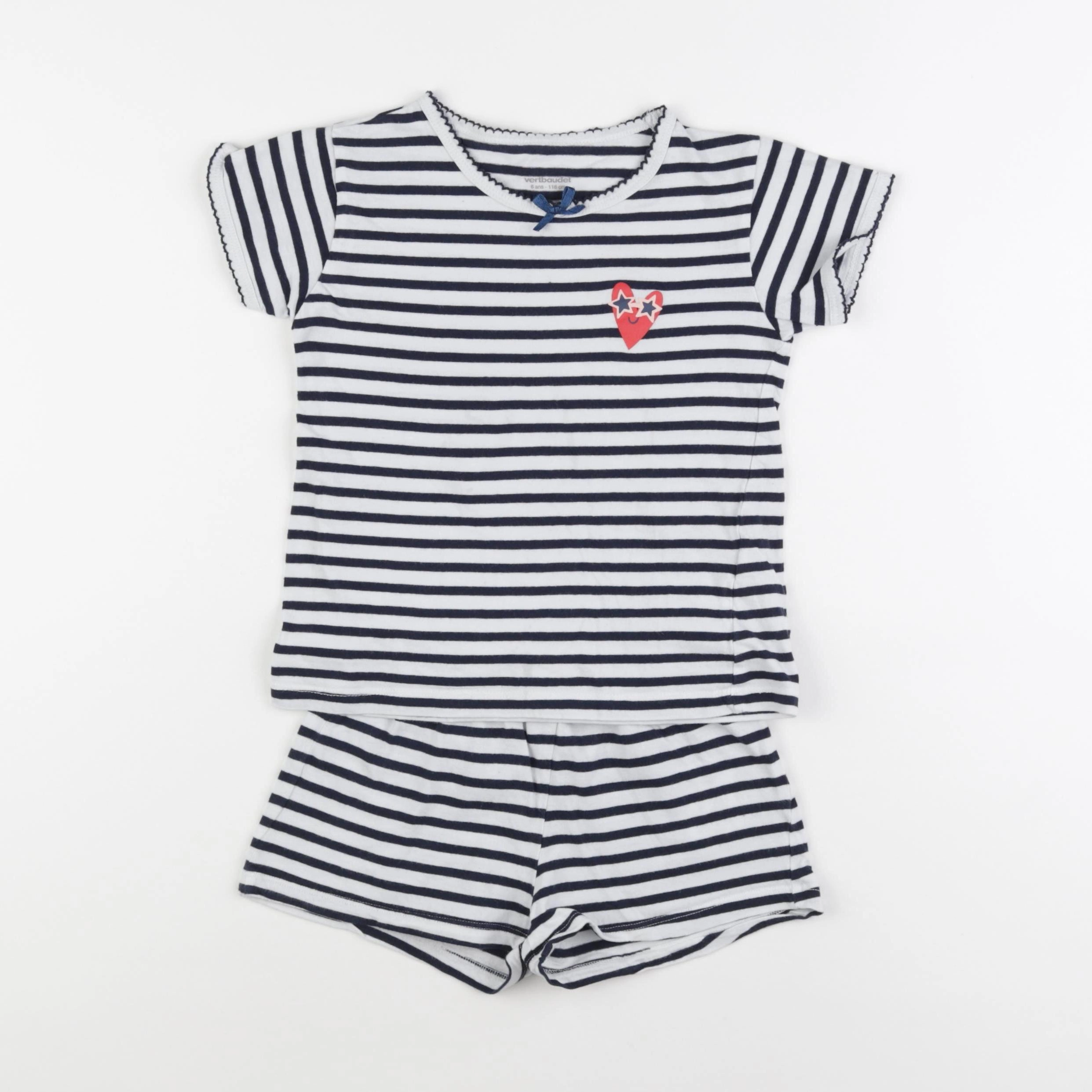 Vertbaudet - pyjama coton blanc, bleu - 6 ans