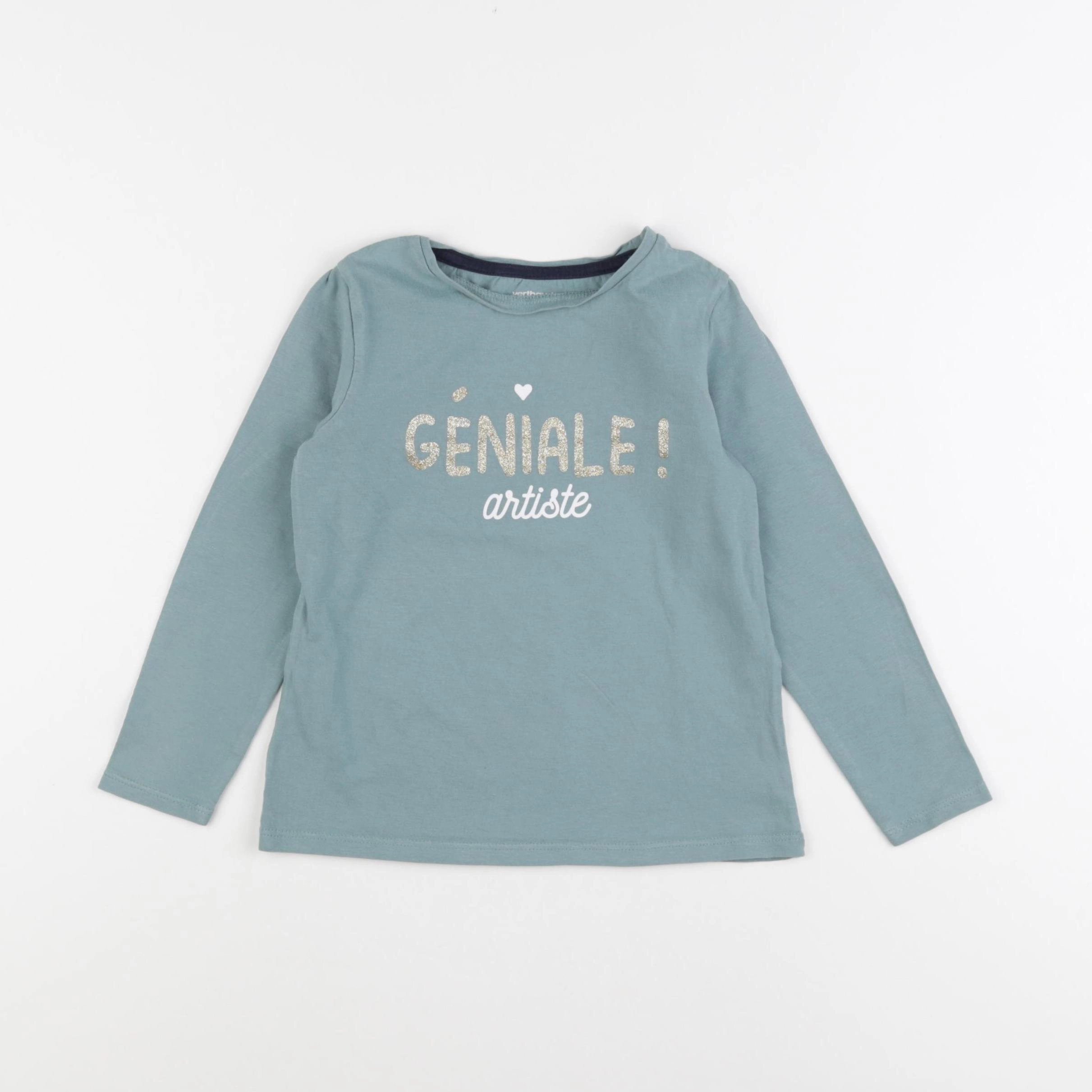 Vertbaudet - tee-shirt bleu, or - 5 ans