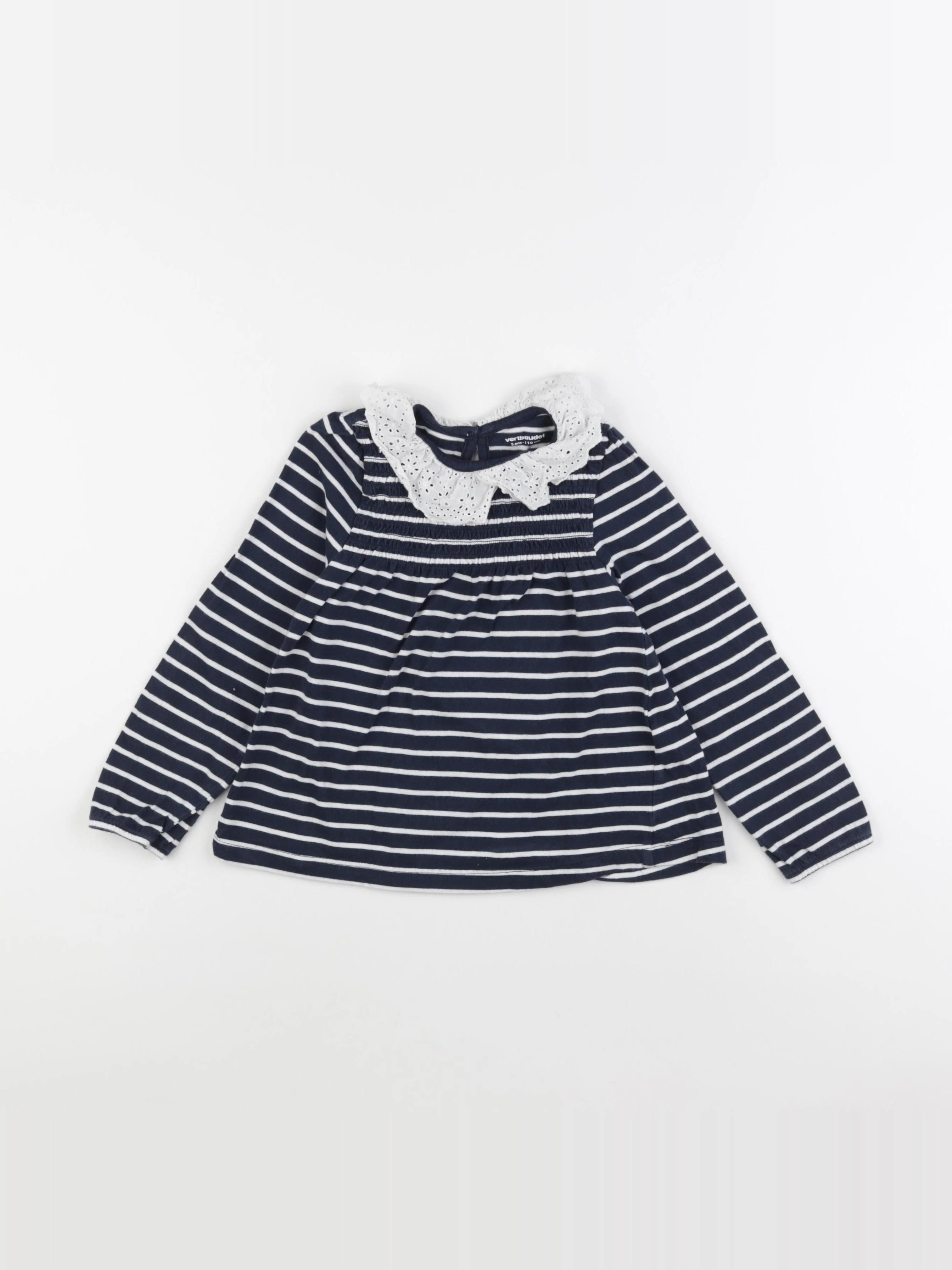 Vertbaudet - tee-shirt blanc, bleu - 5 ans