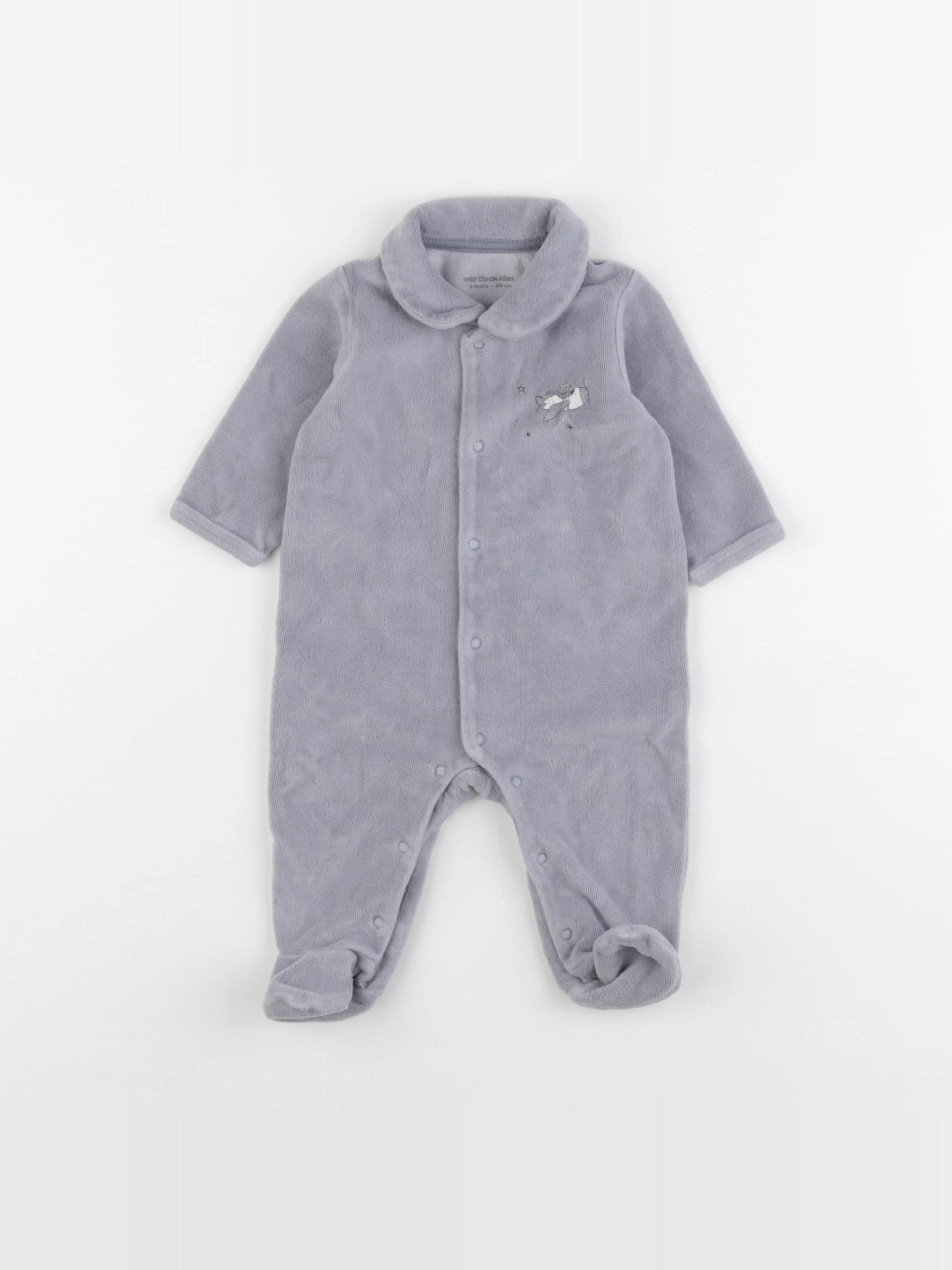 Vertbaudet - pyjama velours gris - 3 mois