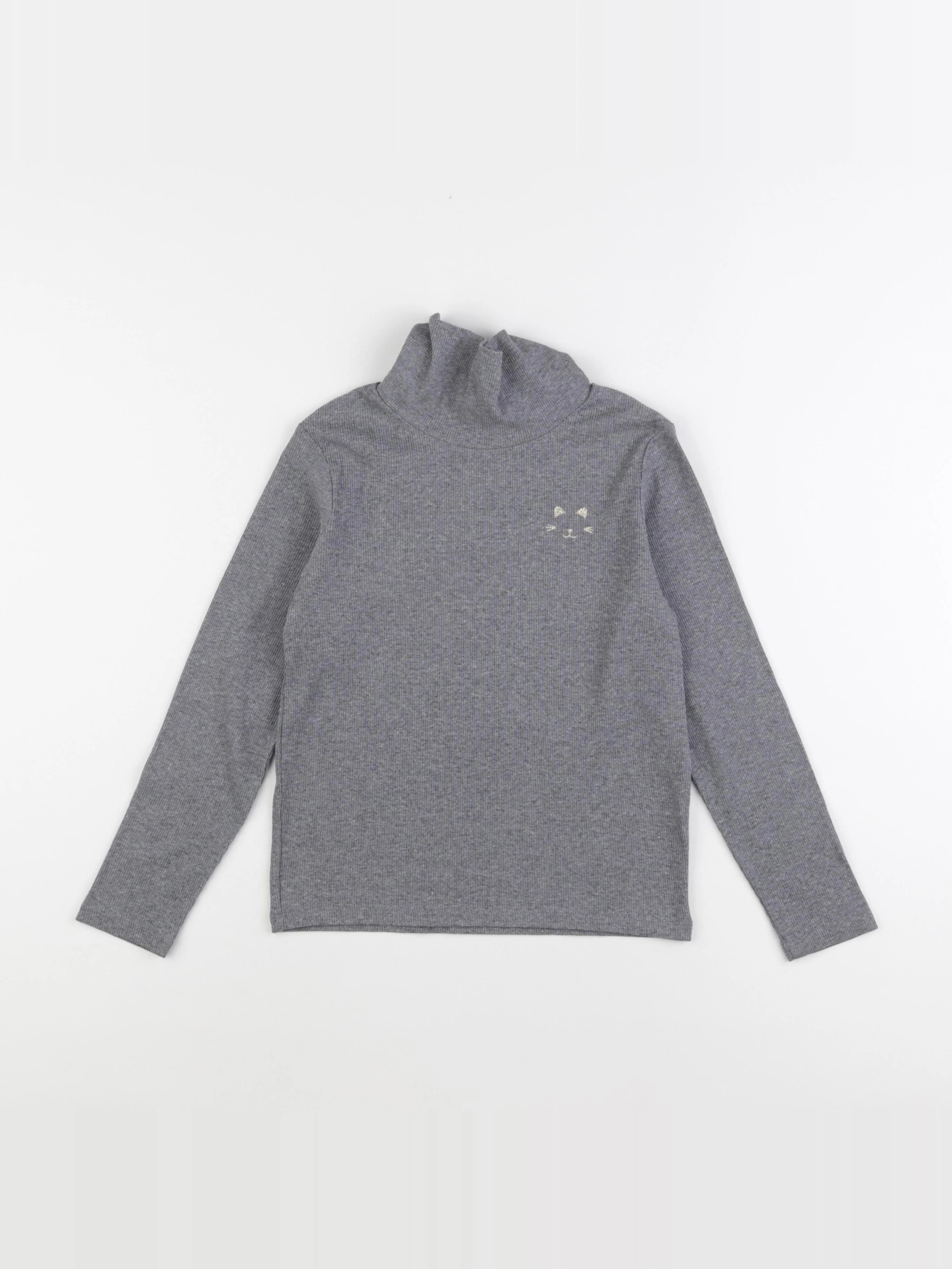 Vertbaudet - sous-pull gris, or - 8 ans