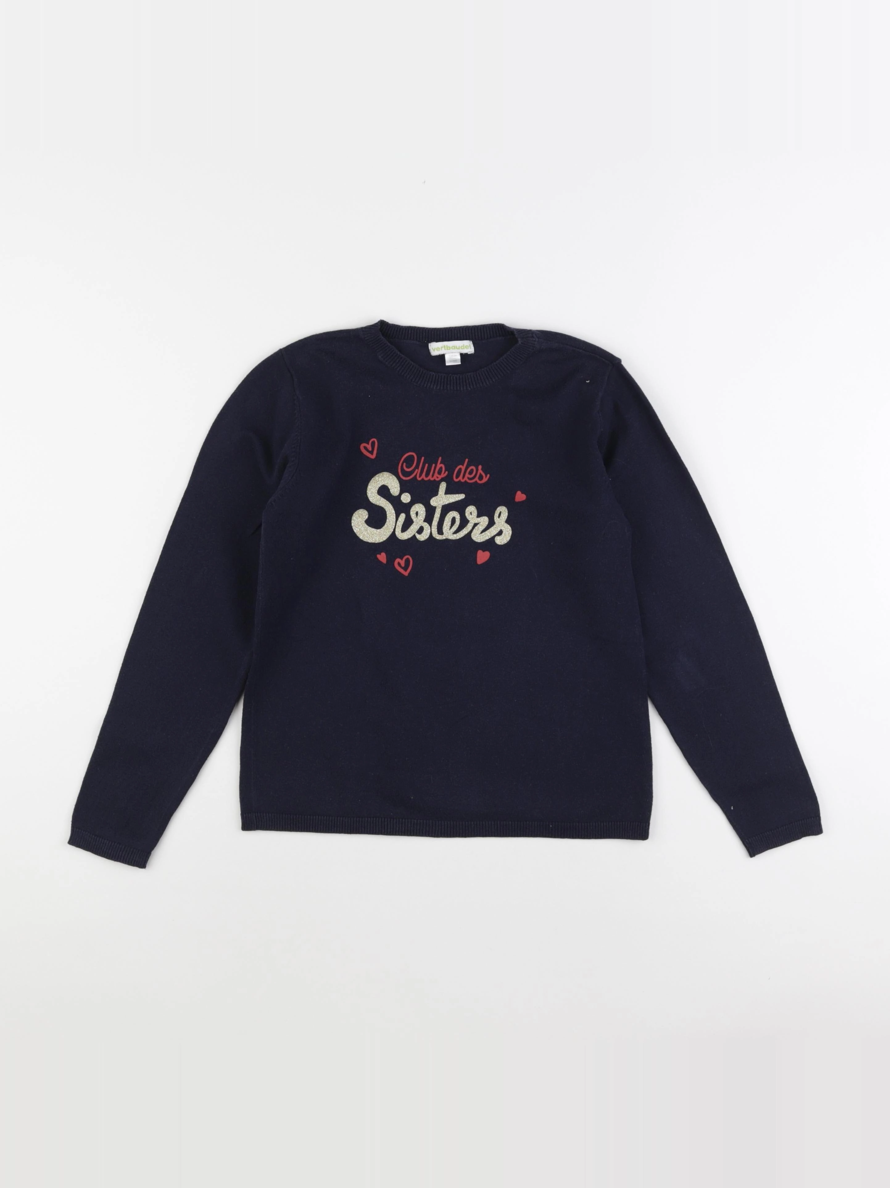 Vertbaudet - pull bleu, or - 8 ans