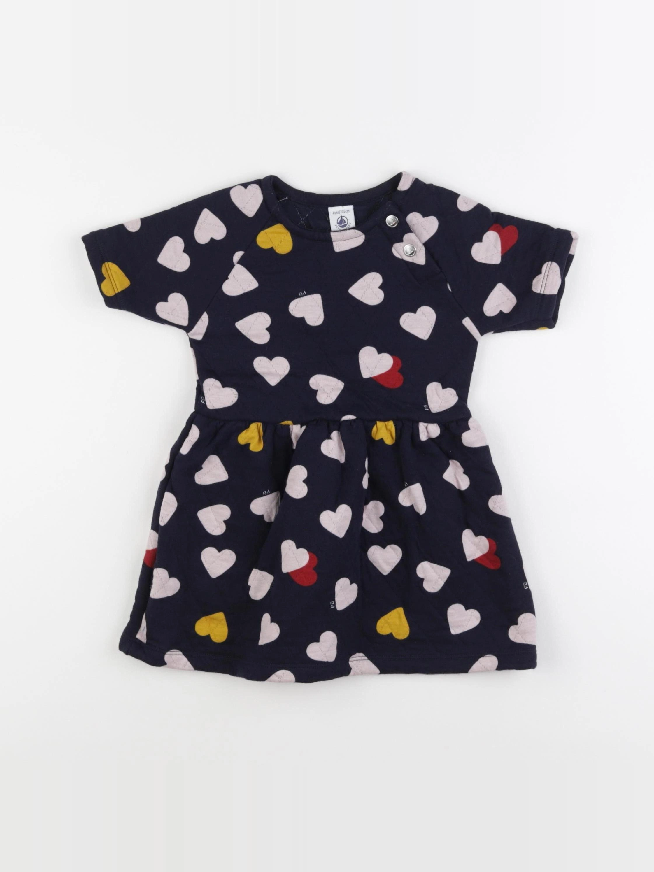 Petit Bateau - robe bleu, rose - 4 ans