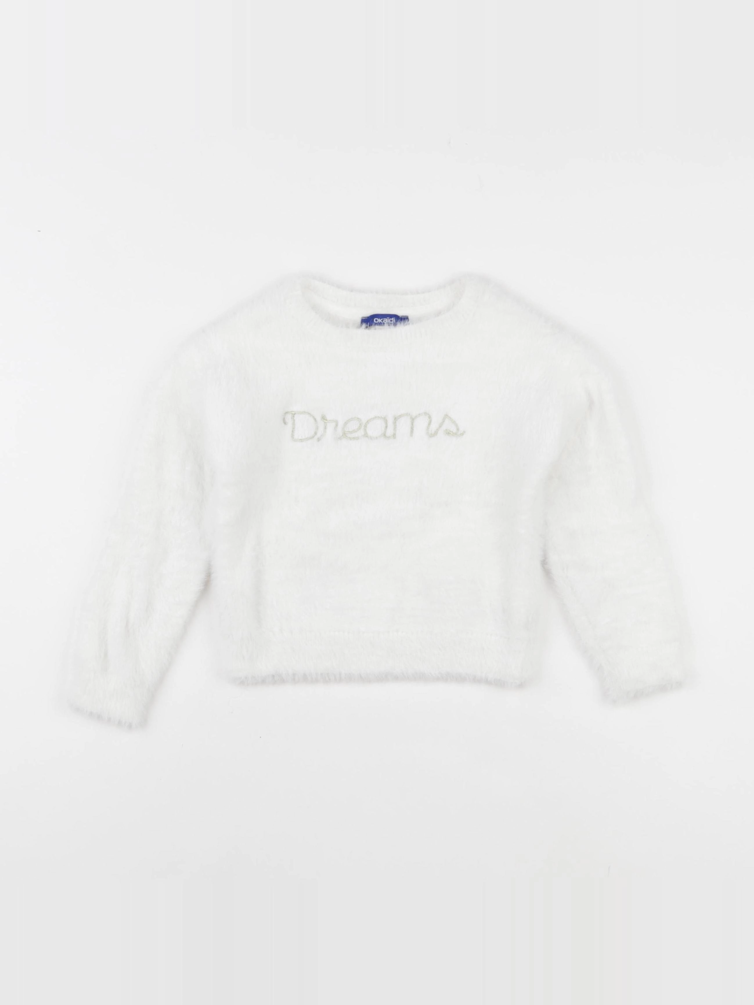 Okaidi - pull blanc, or - 3 ans