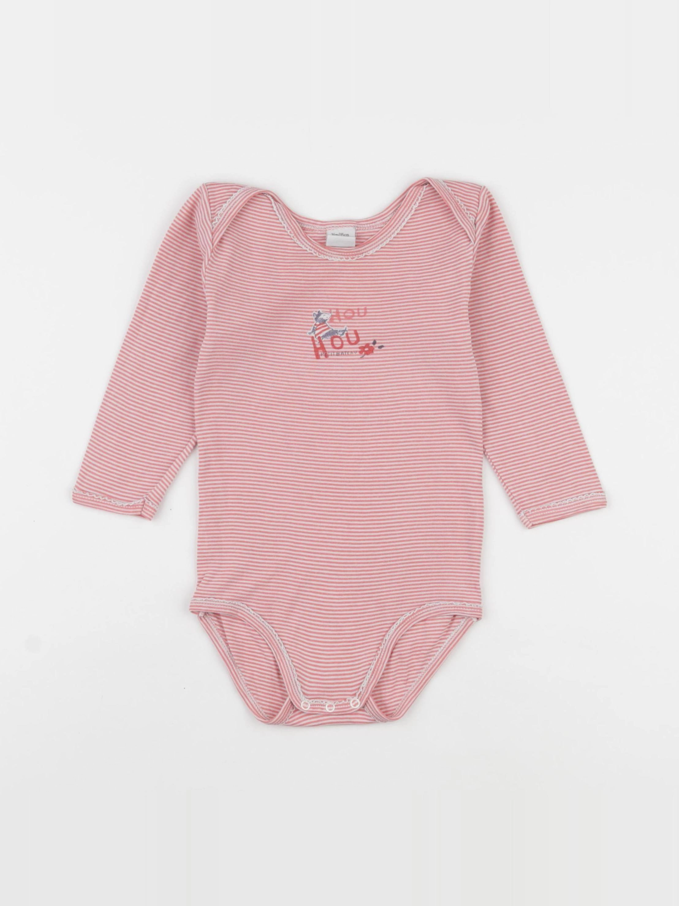 Petit Bateau - body rose, blanc - 36 mois