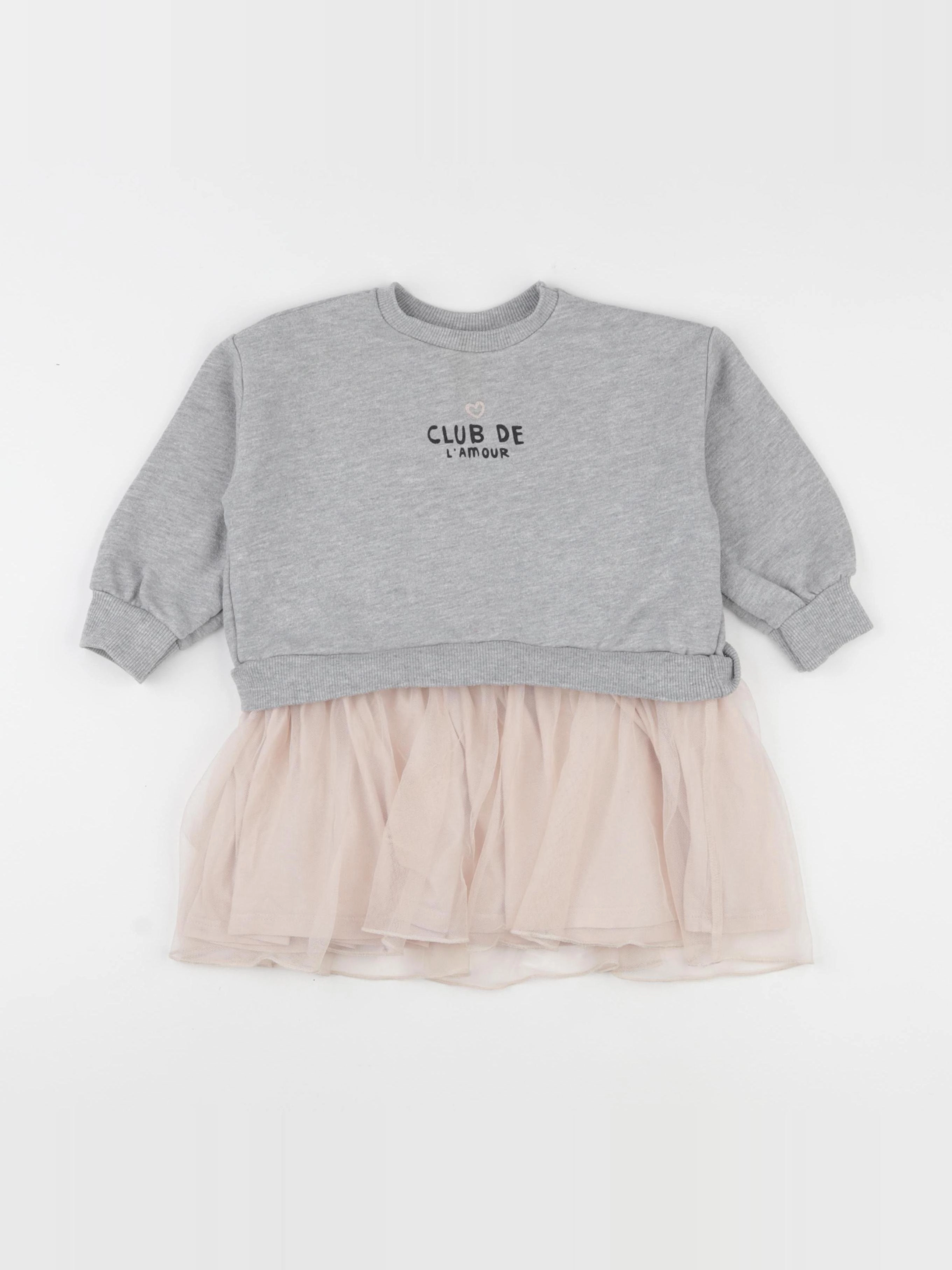 Zara - robe gris, rose - 2/3 ans