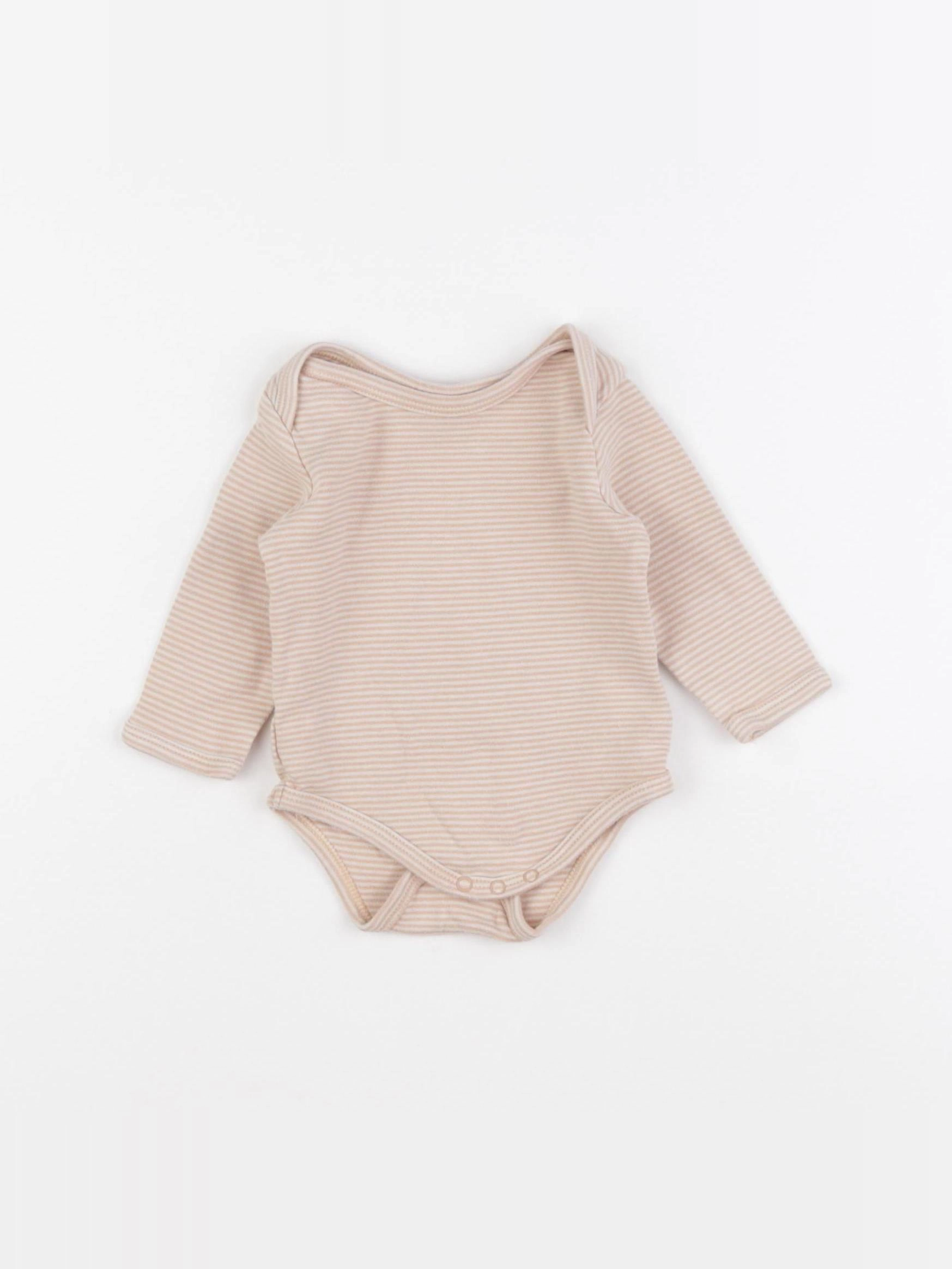 Vertbaudet - body beige, blanc - 6 mois