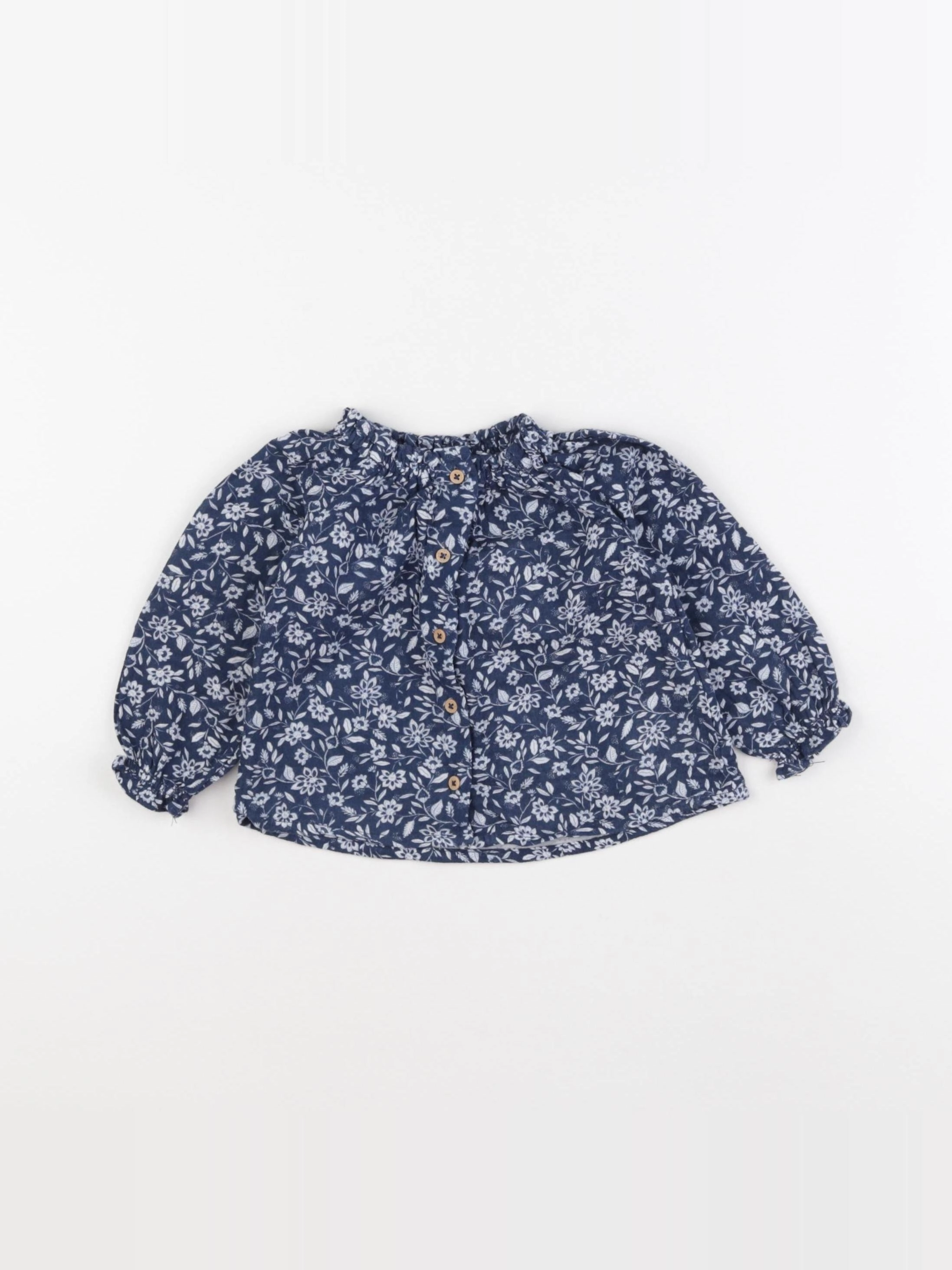 Vertbaudet - blouse bleu, blanc - 6 mois