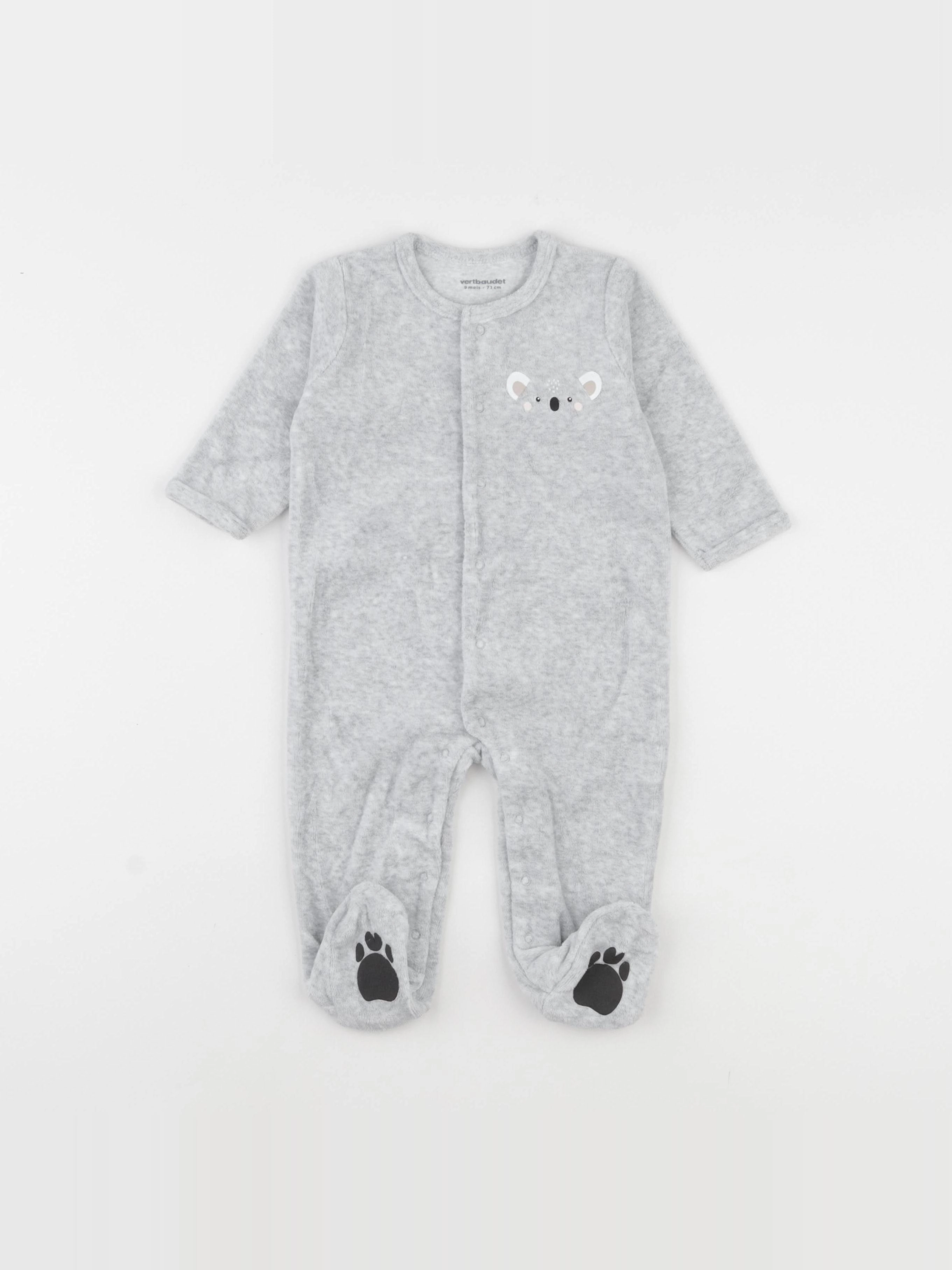 Vertbaudet - pyjama velours gris - 9 mois