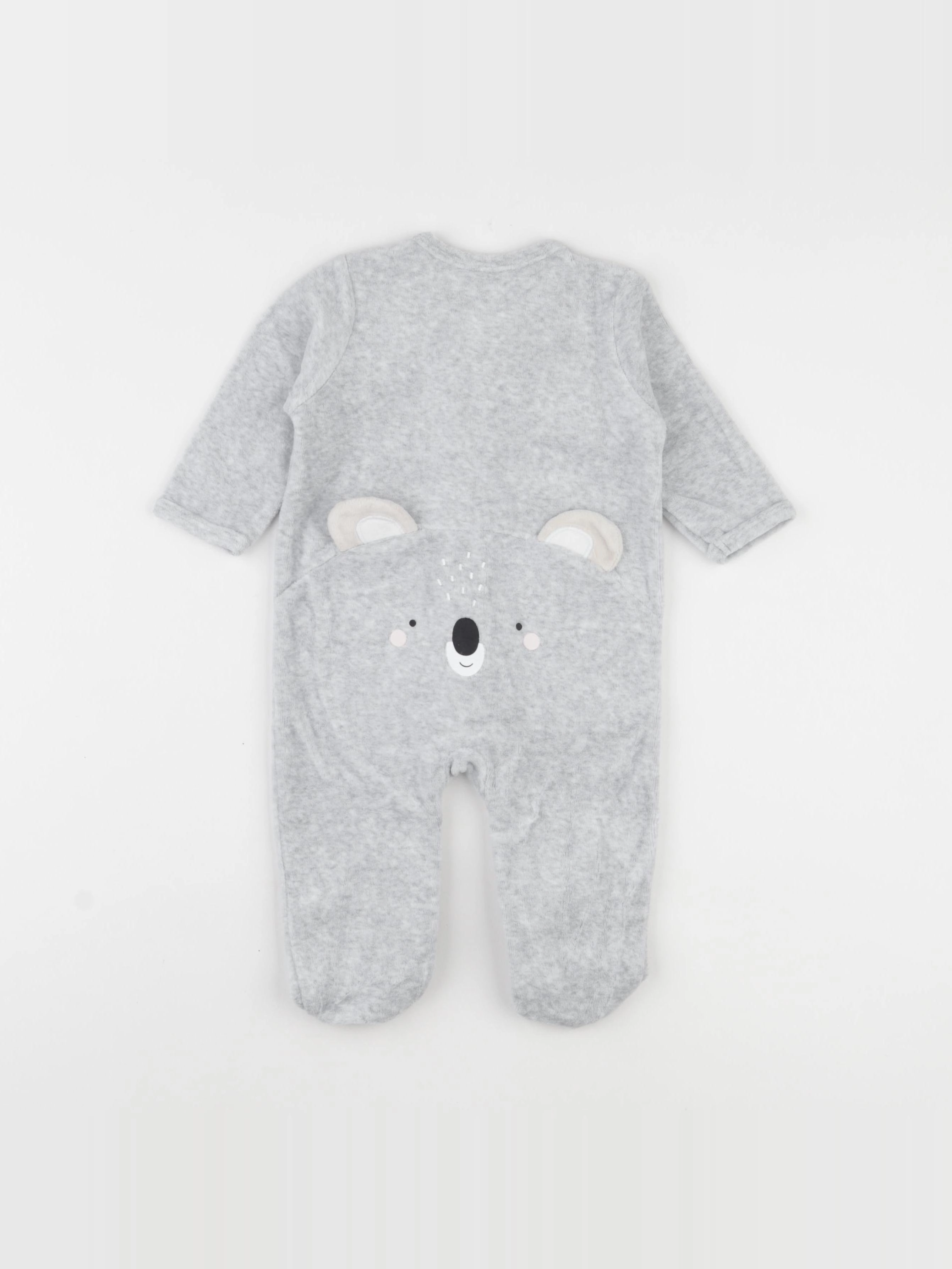 Vertbaudet - pyjama velours gris - 9 mois