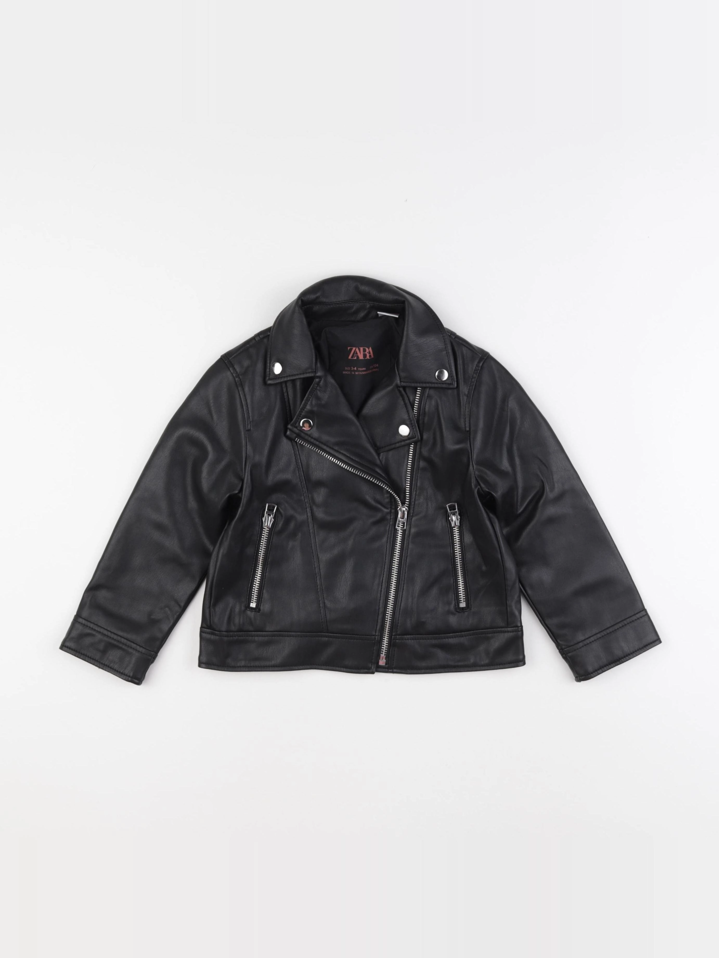 Zara - veste simili cuir noir - 3/4 ans