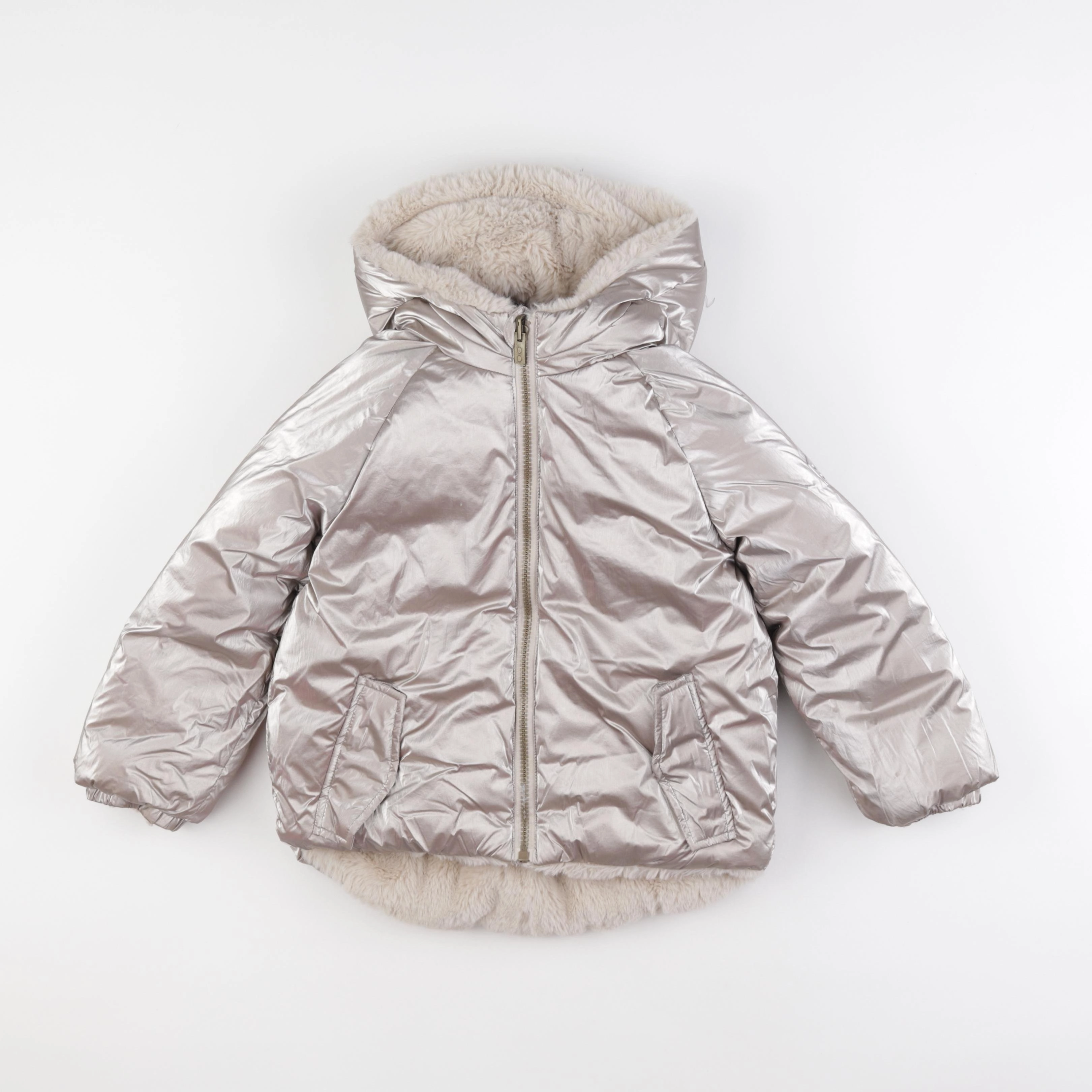 Okaidi - manteau réversible argent - 6 ans
