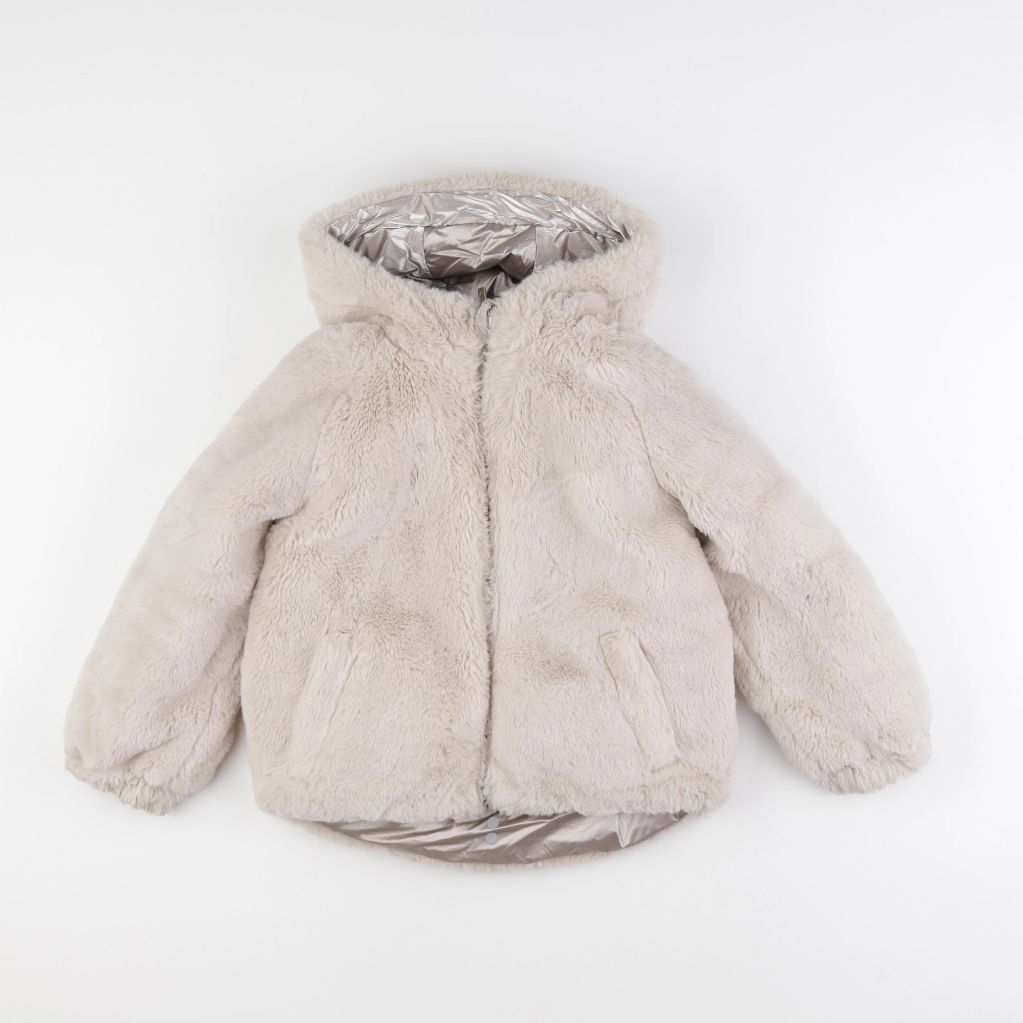 Okaidi - manteau réversible argent - 6 ans