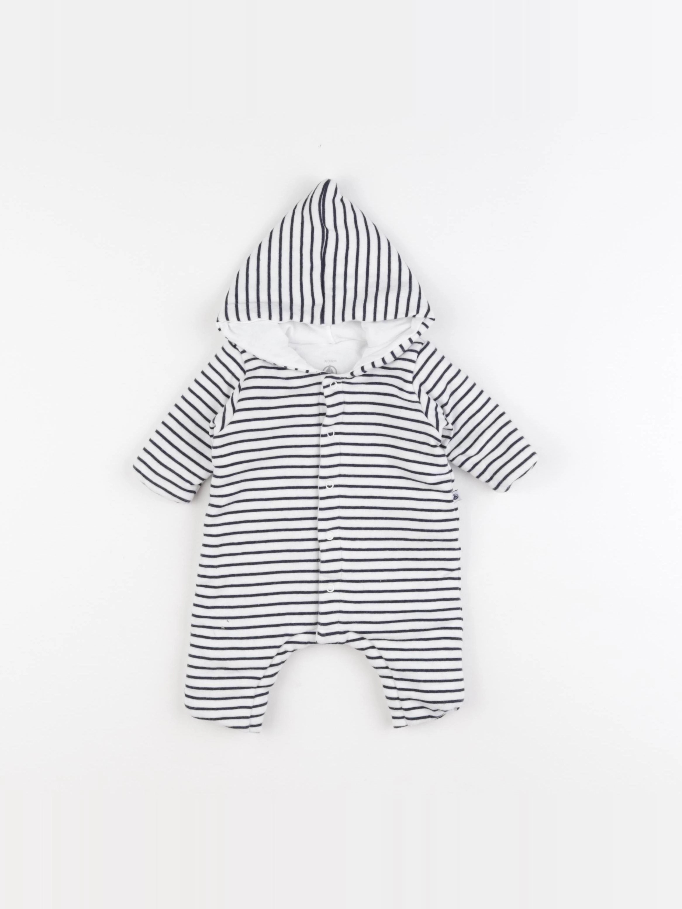 Petit Bateau - combinaison bleu, blanc - 0 mois