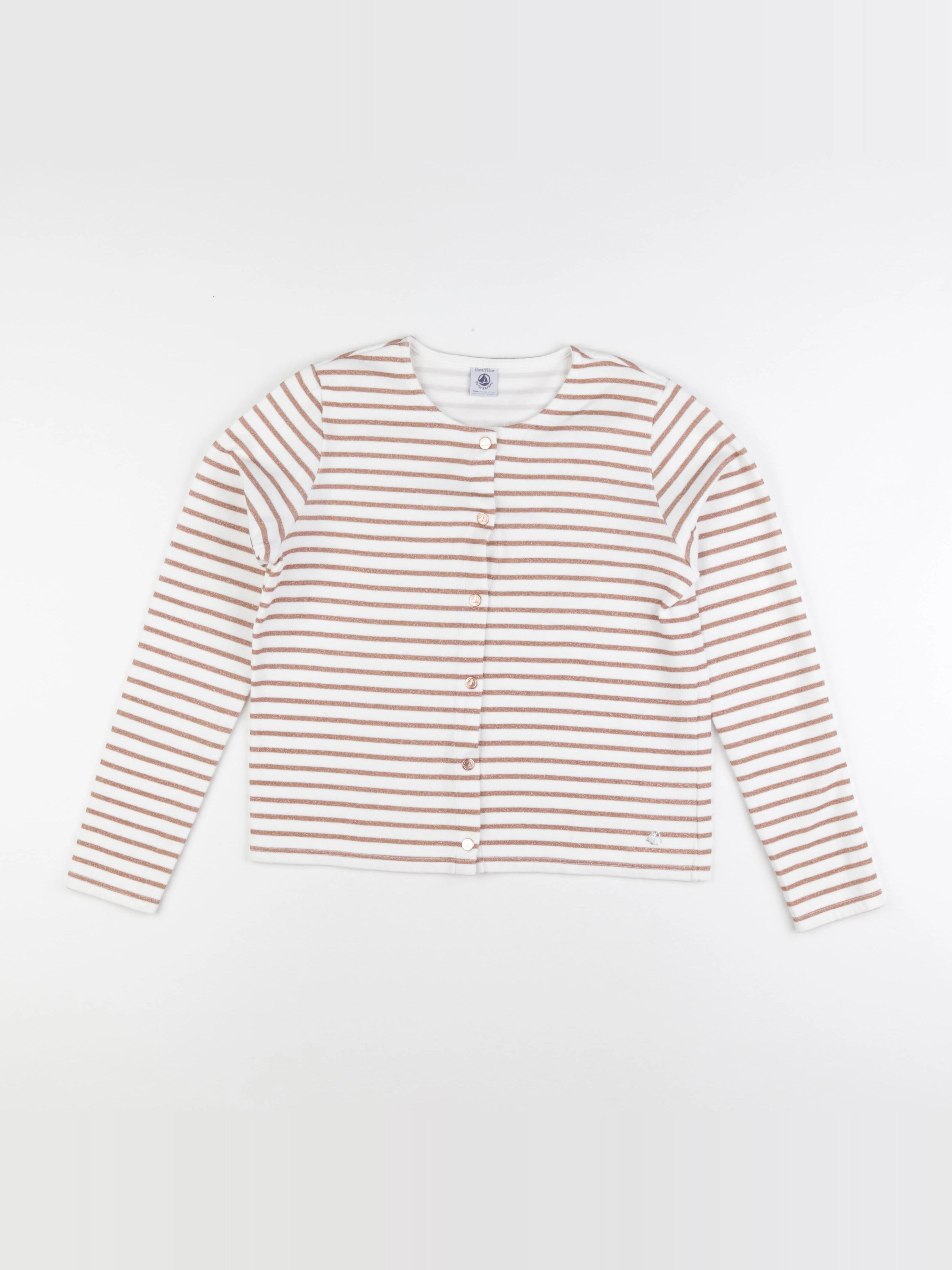 Petit Bateau - gilet blanc, bronze - 12 ans