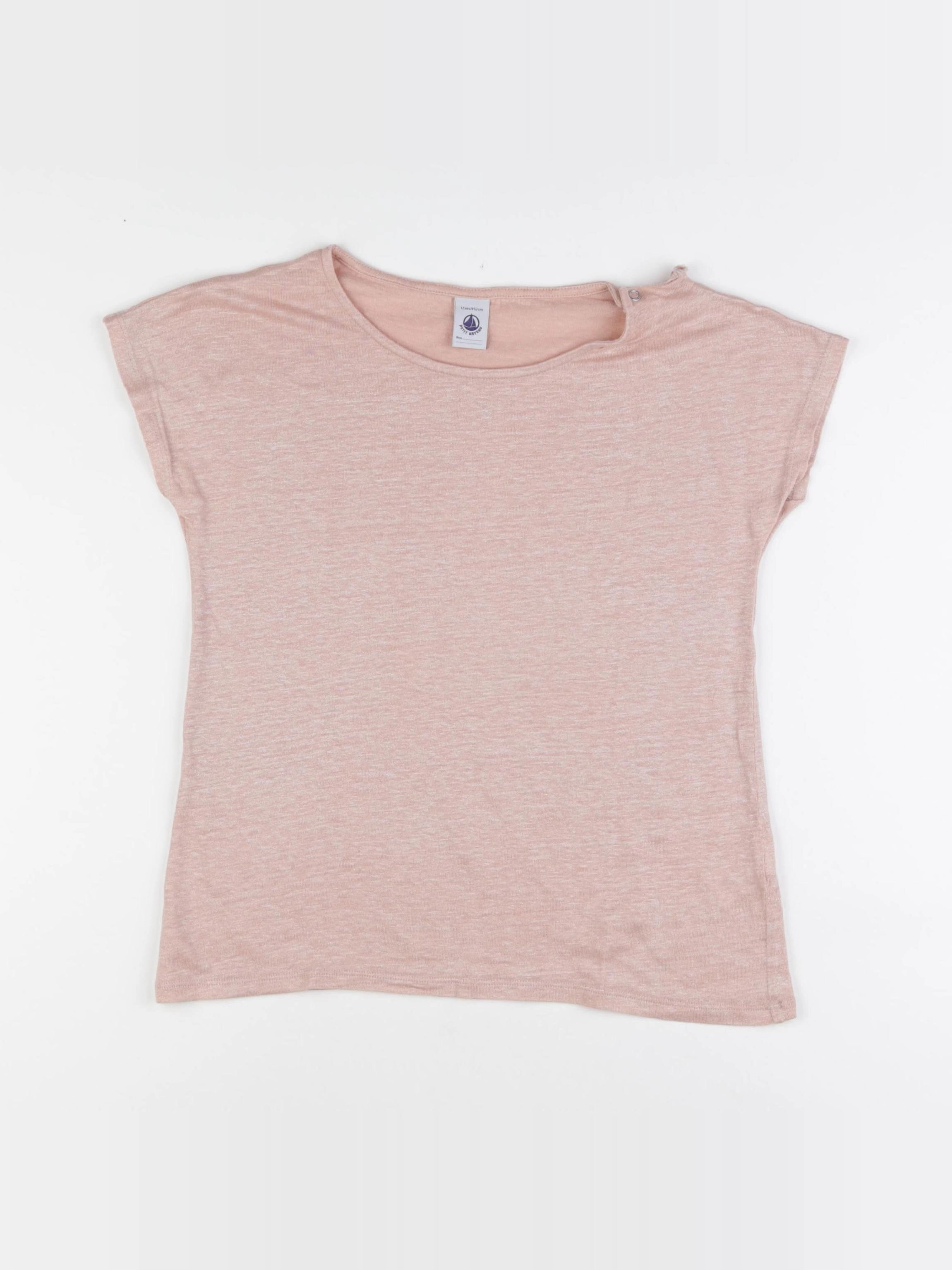 Petit Bateau - tee-shirt rose, argent - 12 ans