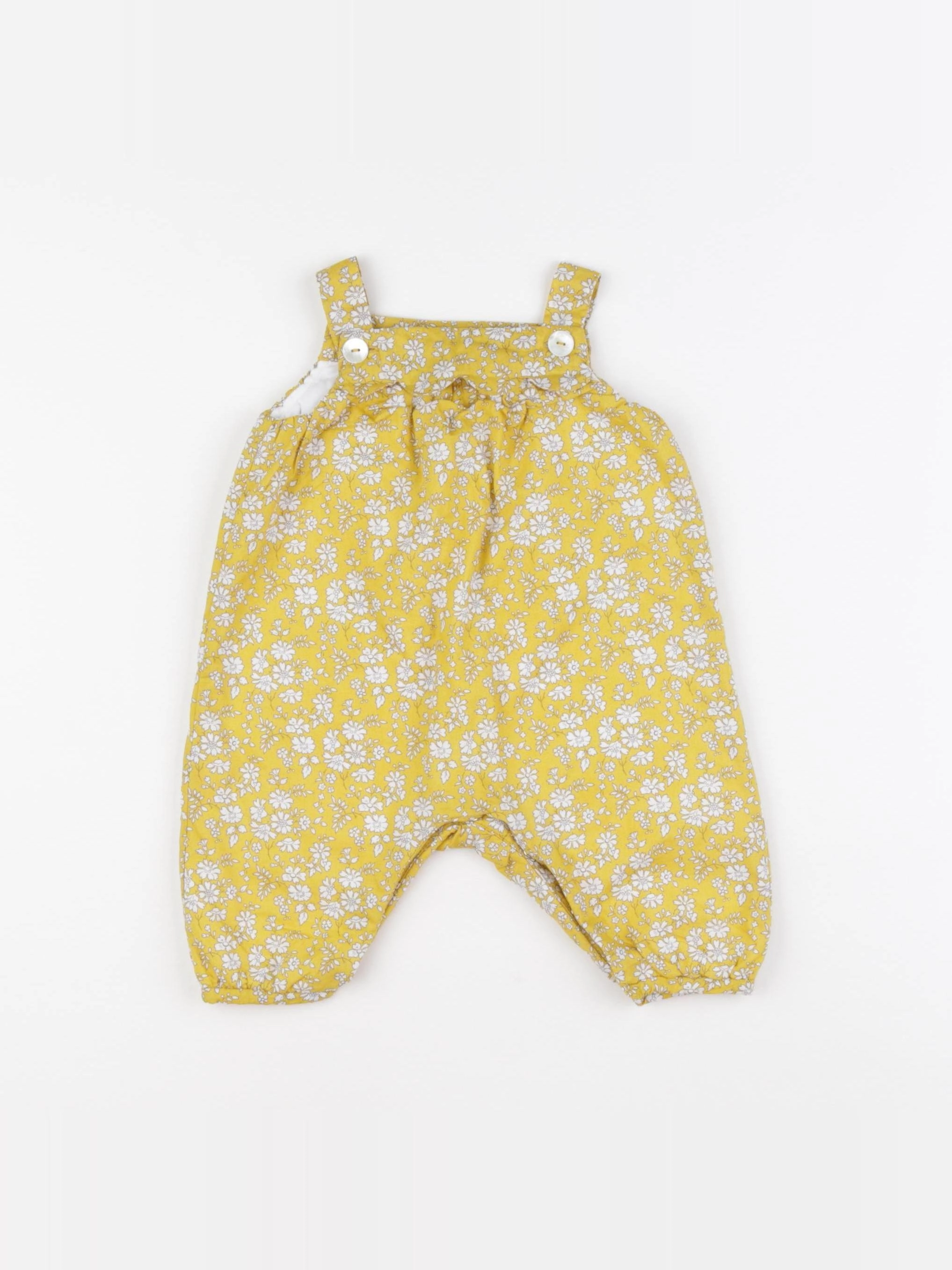 Jacadi - combinaison doublé jaune, blanc - 3 mois