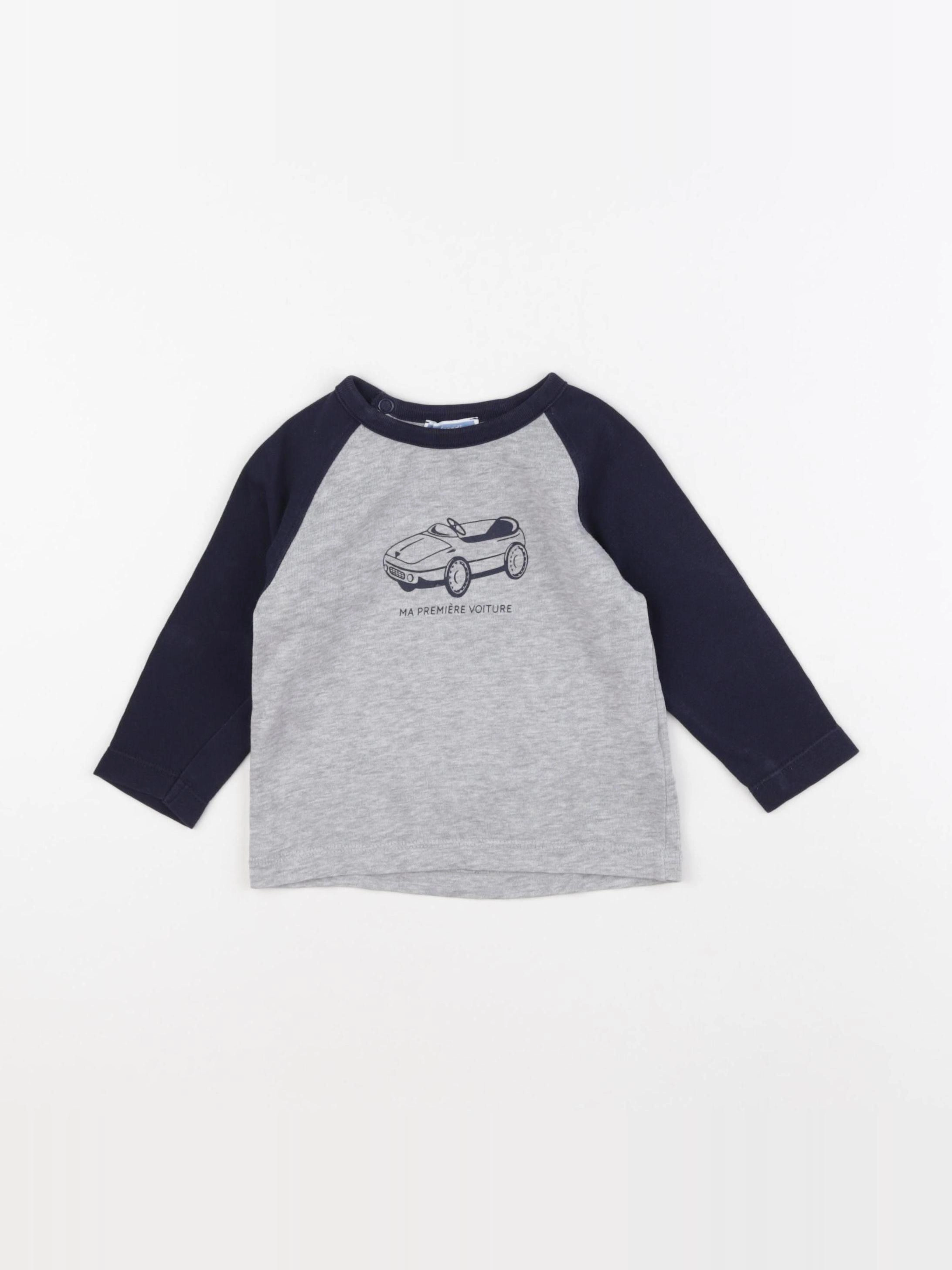 Jacadi - tee-shirt gris, bleu - 12 mois
