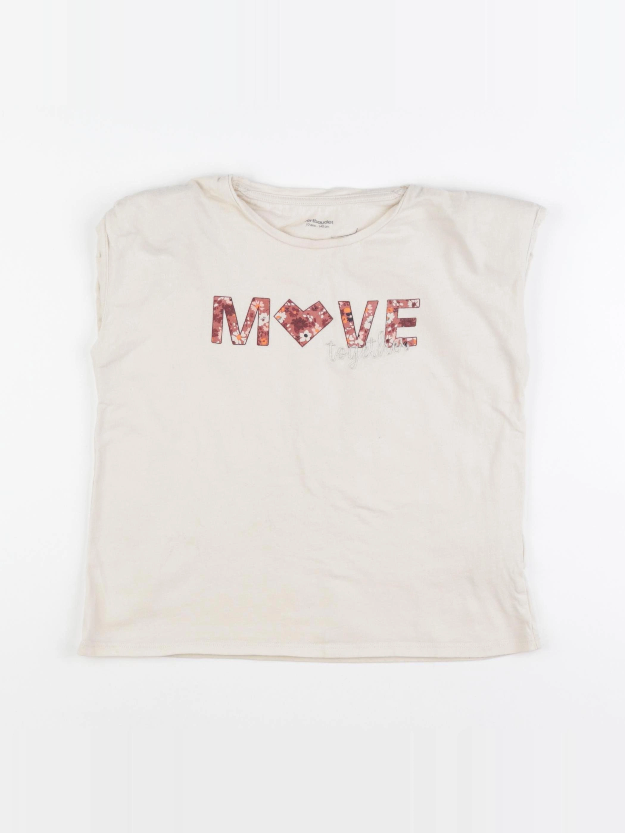 Vertbaudet - tee-shirt beige - 10 ans