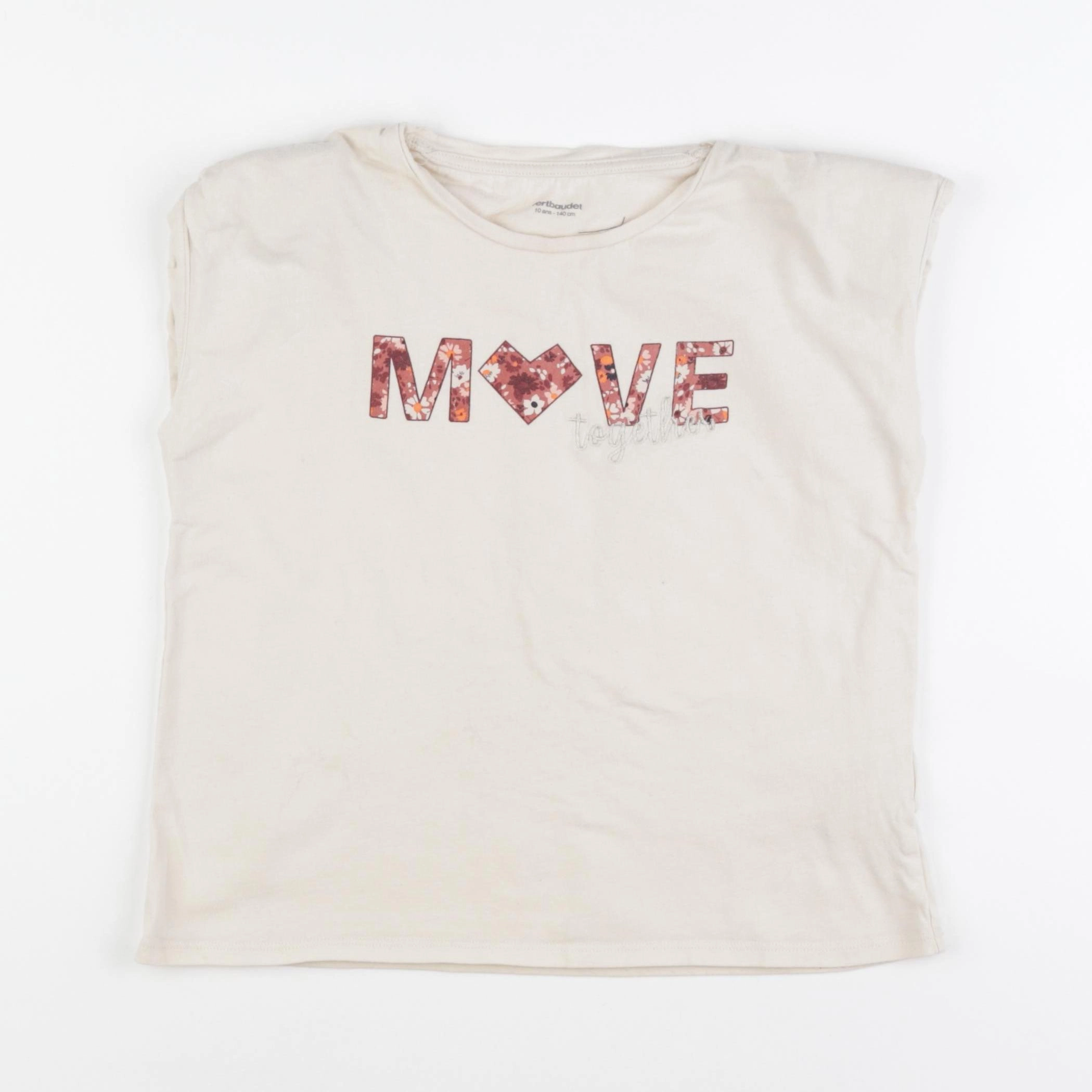 Vertbaudet - tee-shirt beige - 10 ans